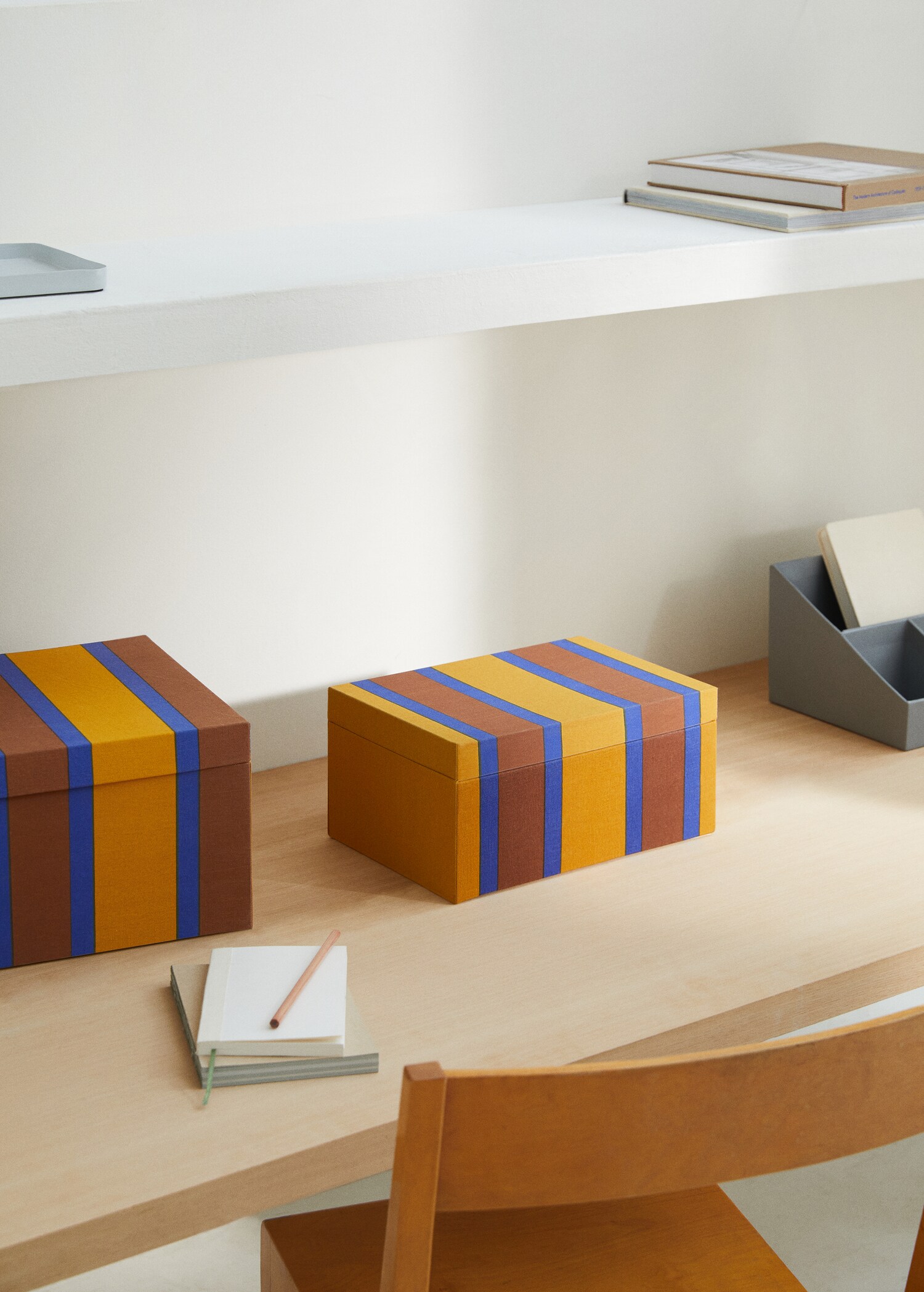 Gestreifte Stoff-Box 29 x 14 cm - Allgemeine Ansicht