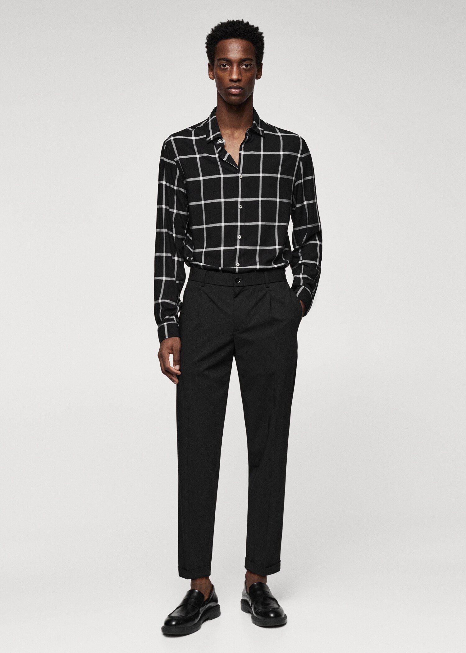 Camisa regular fit estampat quadres - Pla general