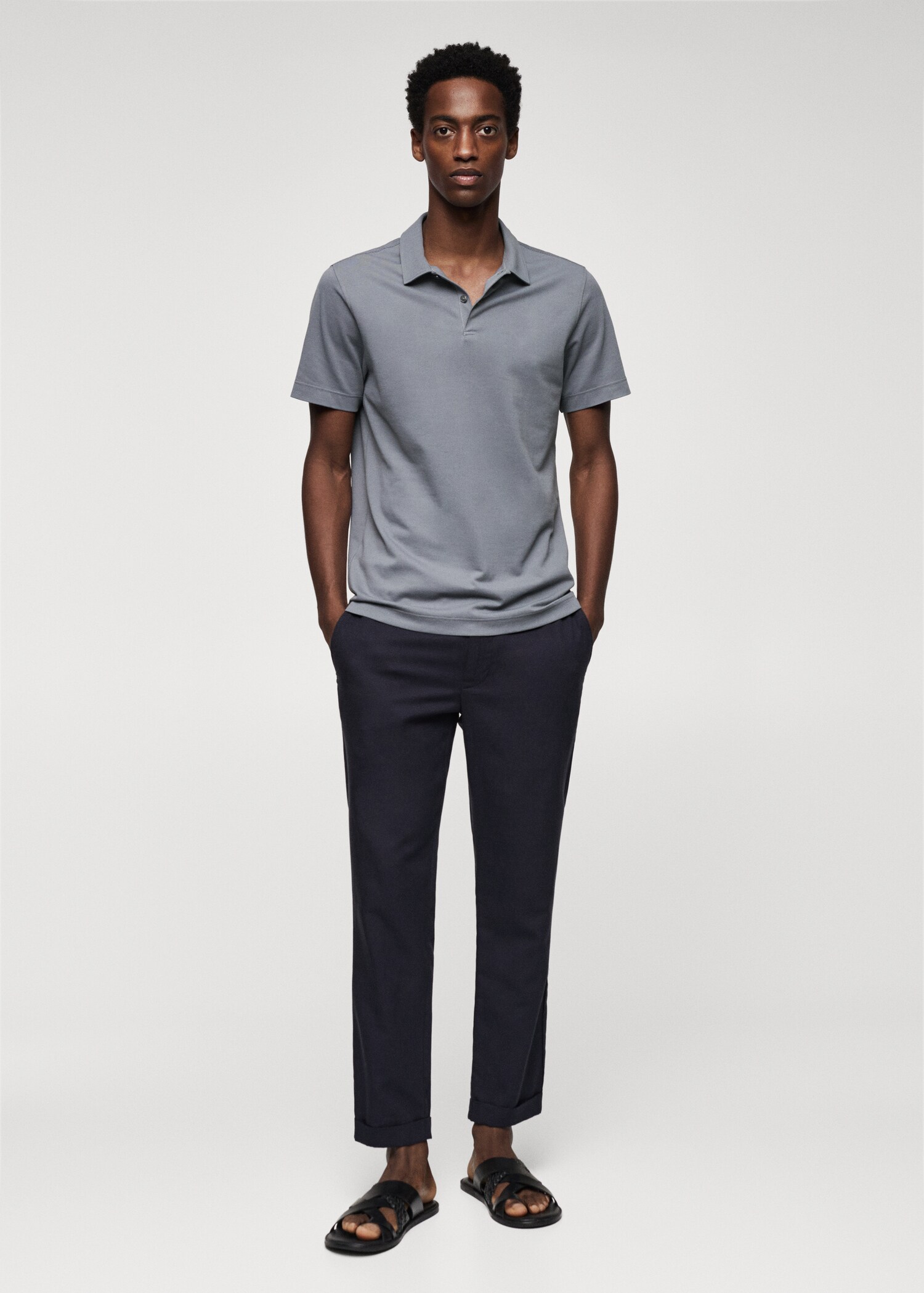 Polo slim fit algodón piqué textura - Plano general