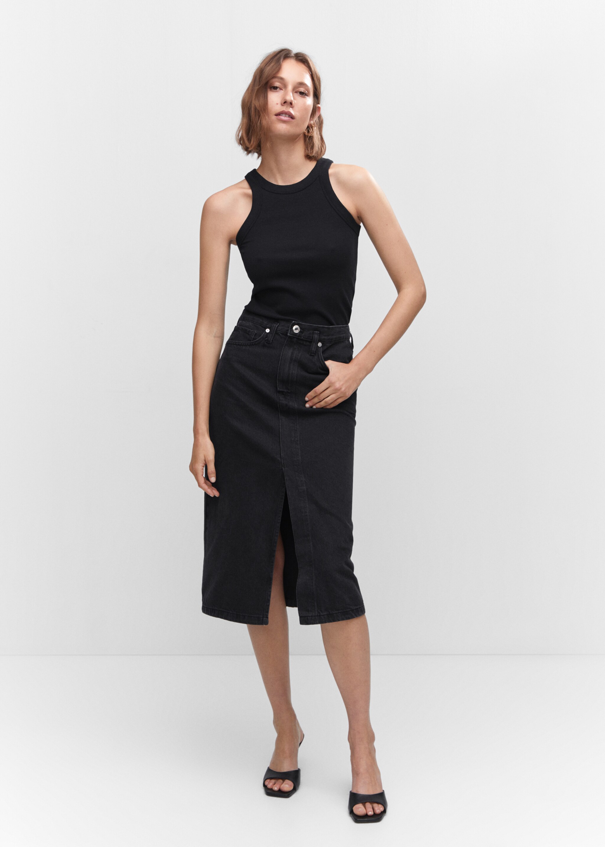 Denim midi-skirt - General plane