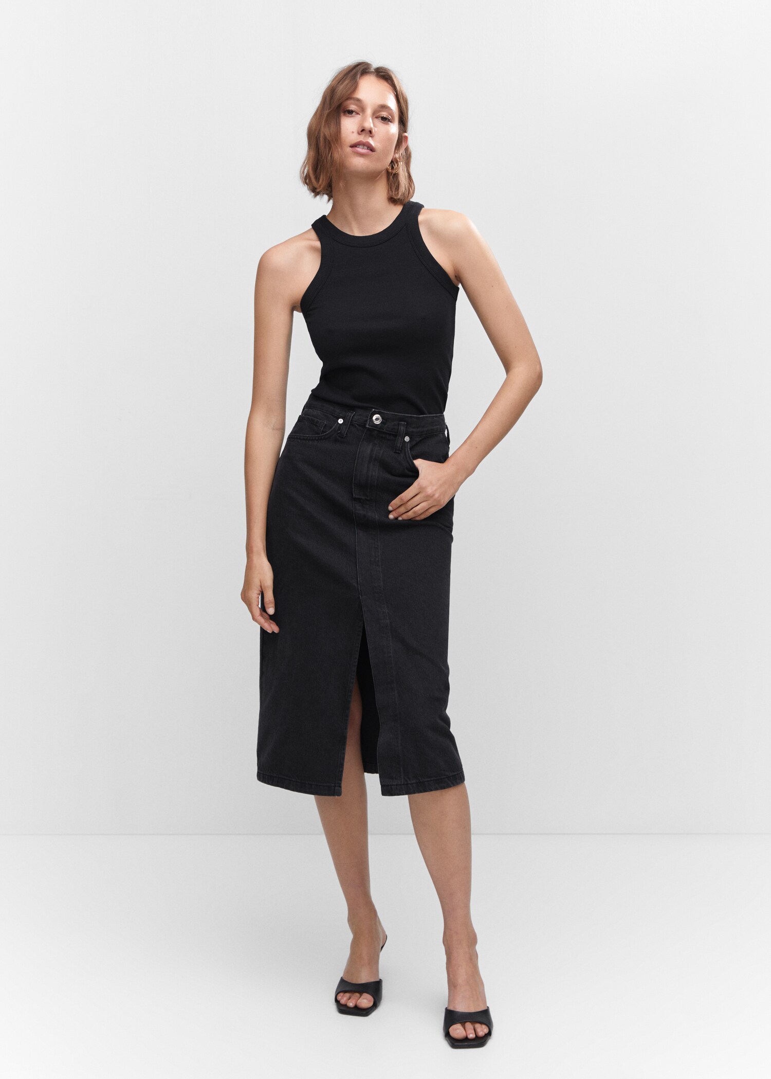 Denim midi-skirt - General plane