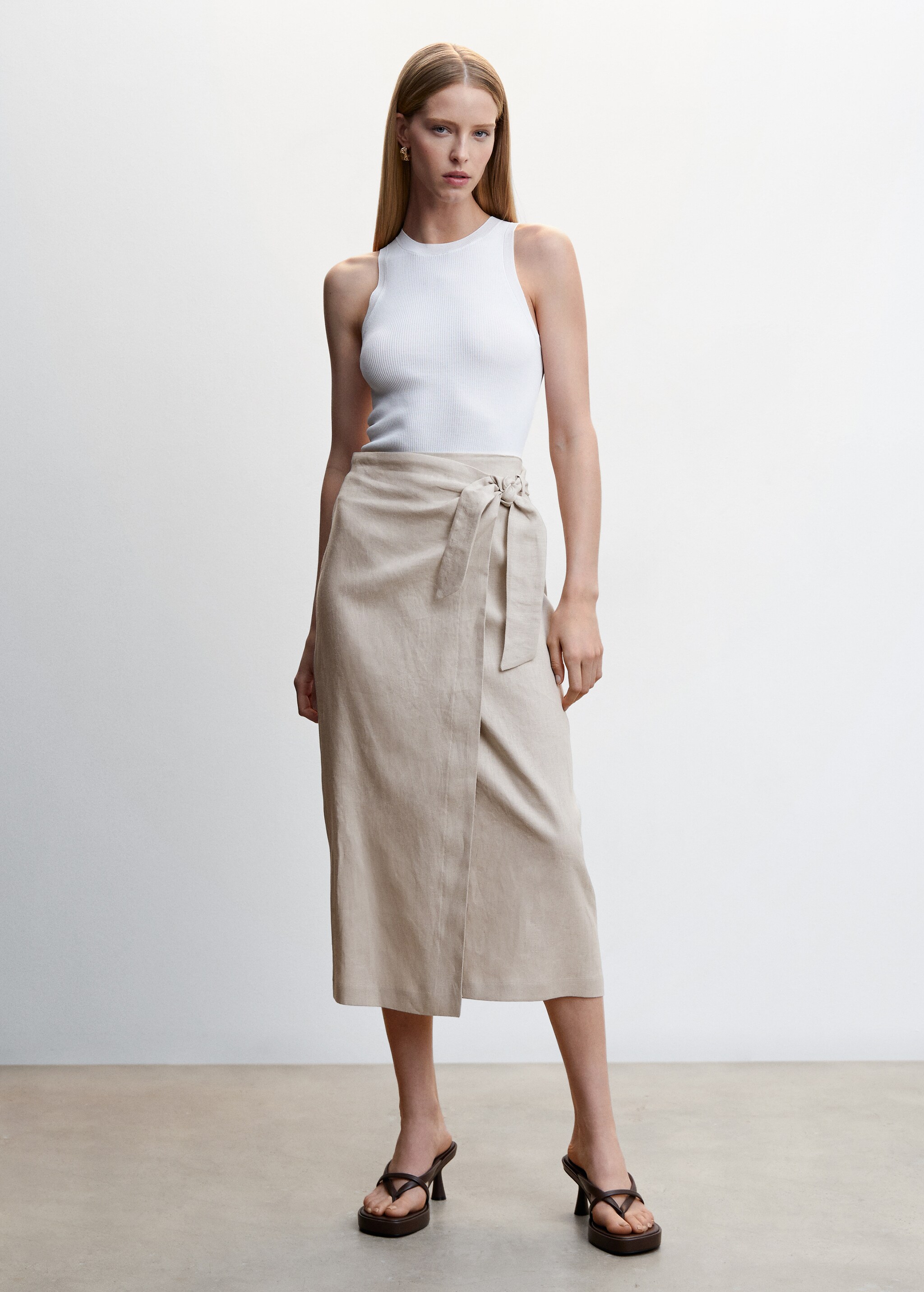 Linen-blend wrap skirt - General plane