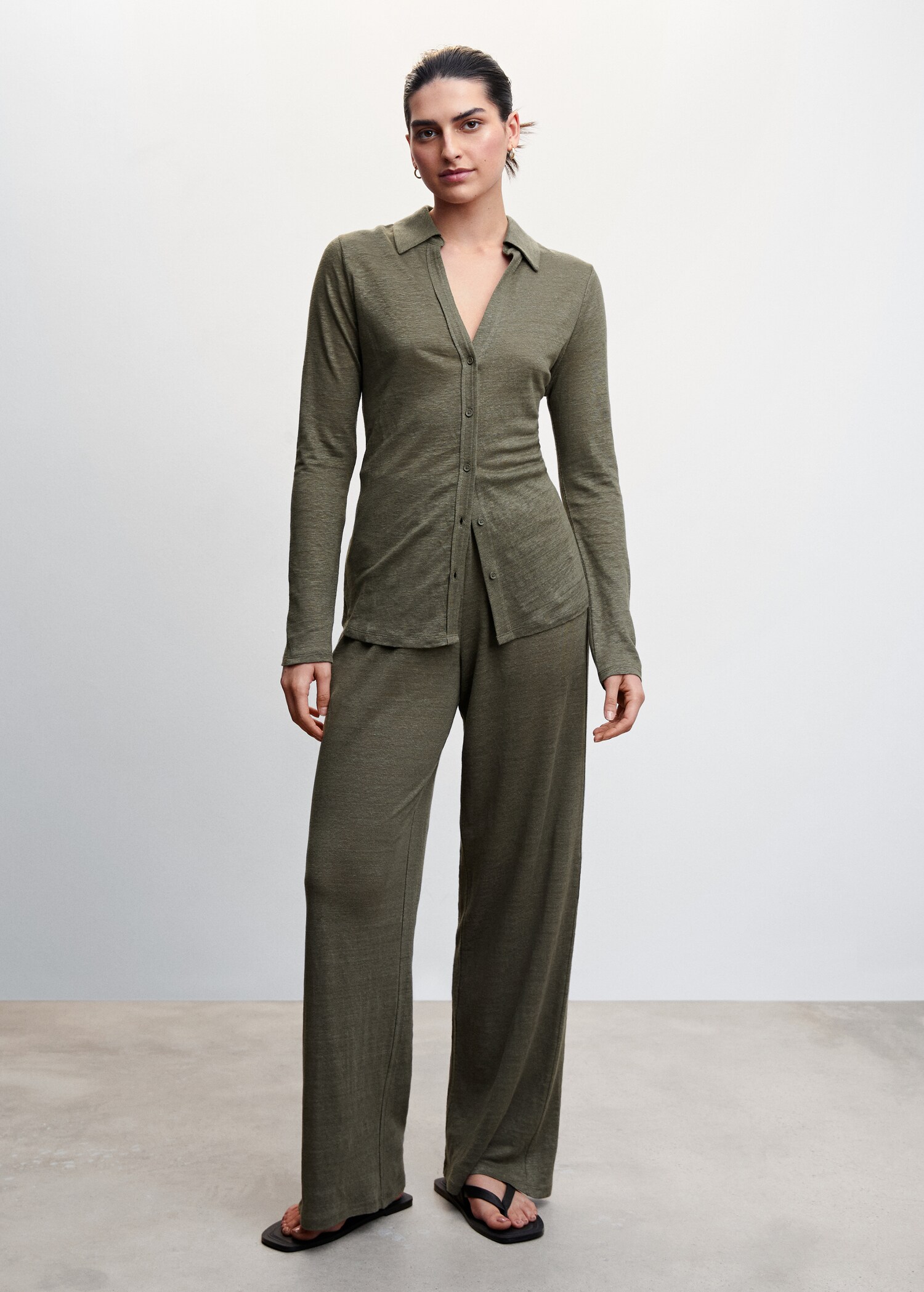 100% linen wideleg trousers - General plane