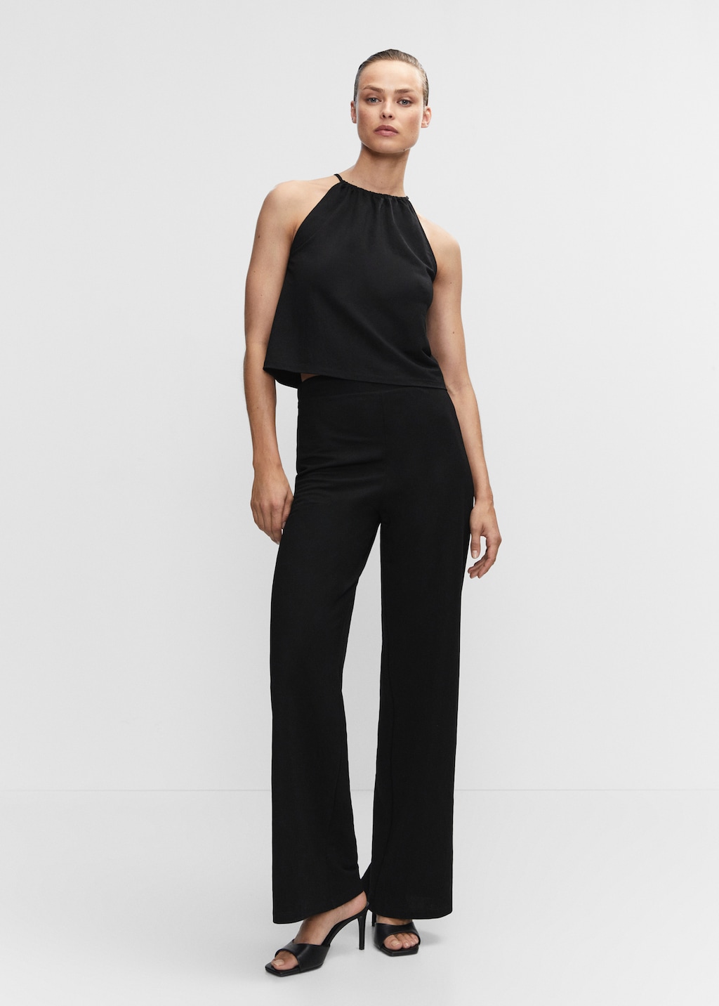 womens black halter neck tops