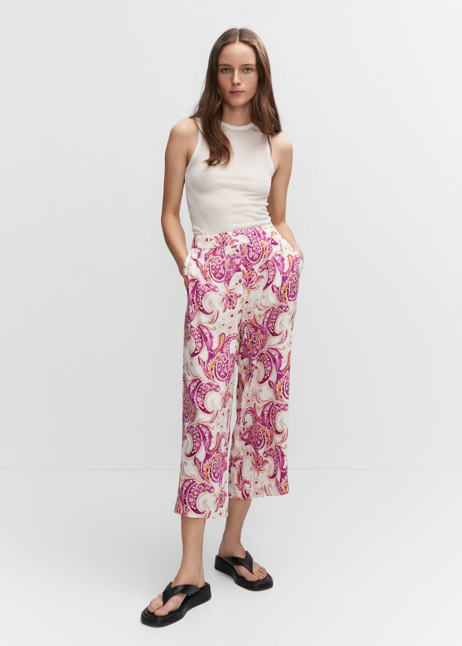 Floral print culotte pants - General plane