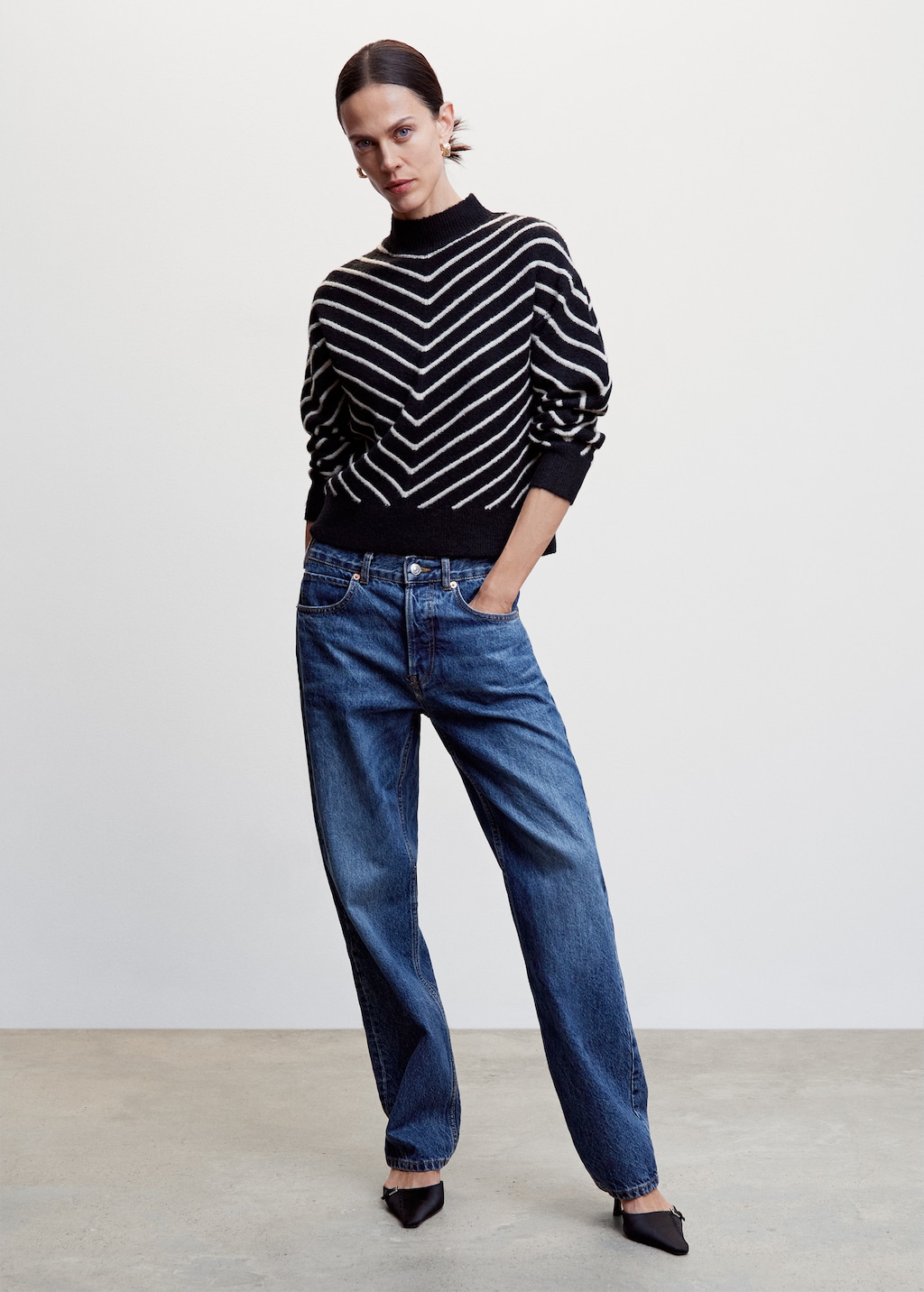 Perkins-neck stripe-print sweater - Women | MANGO OUTLET USA Perkins-neck stripe-print sweater - Women | MANGO OUTLET USA
