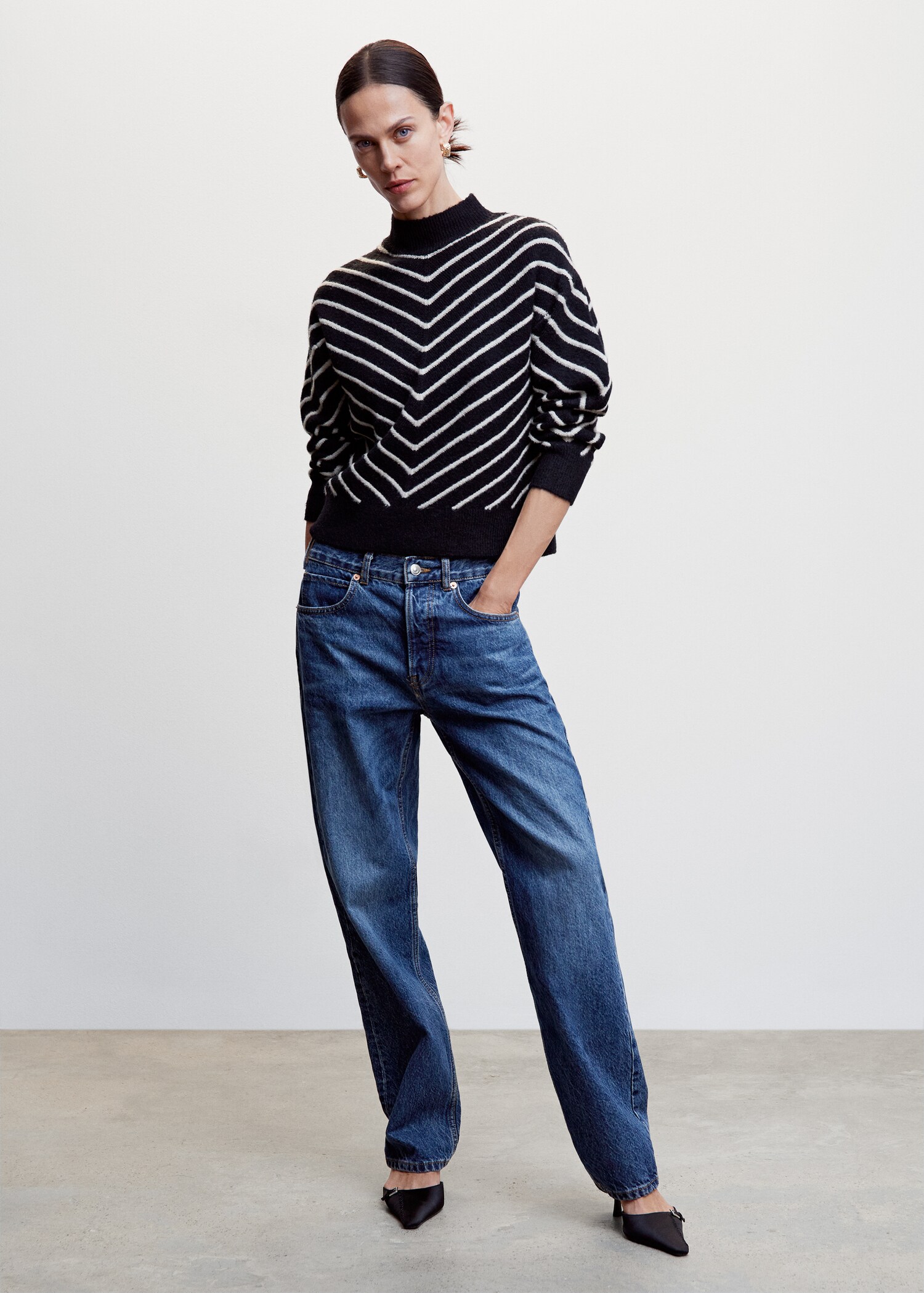 Perkins-neck stripe-print sweater  - General plane