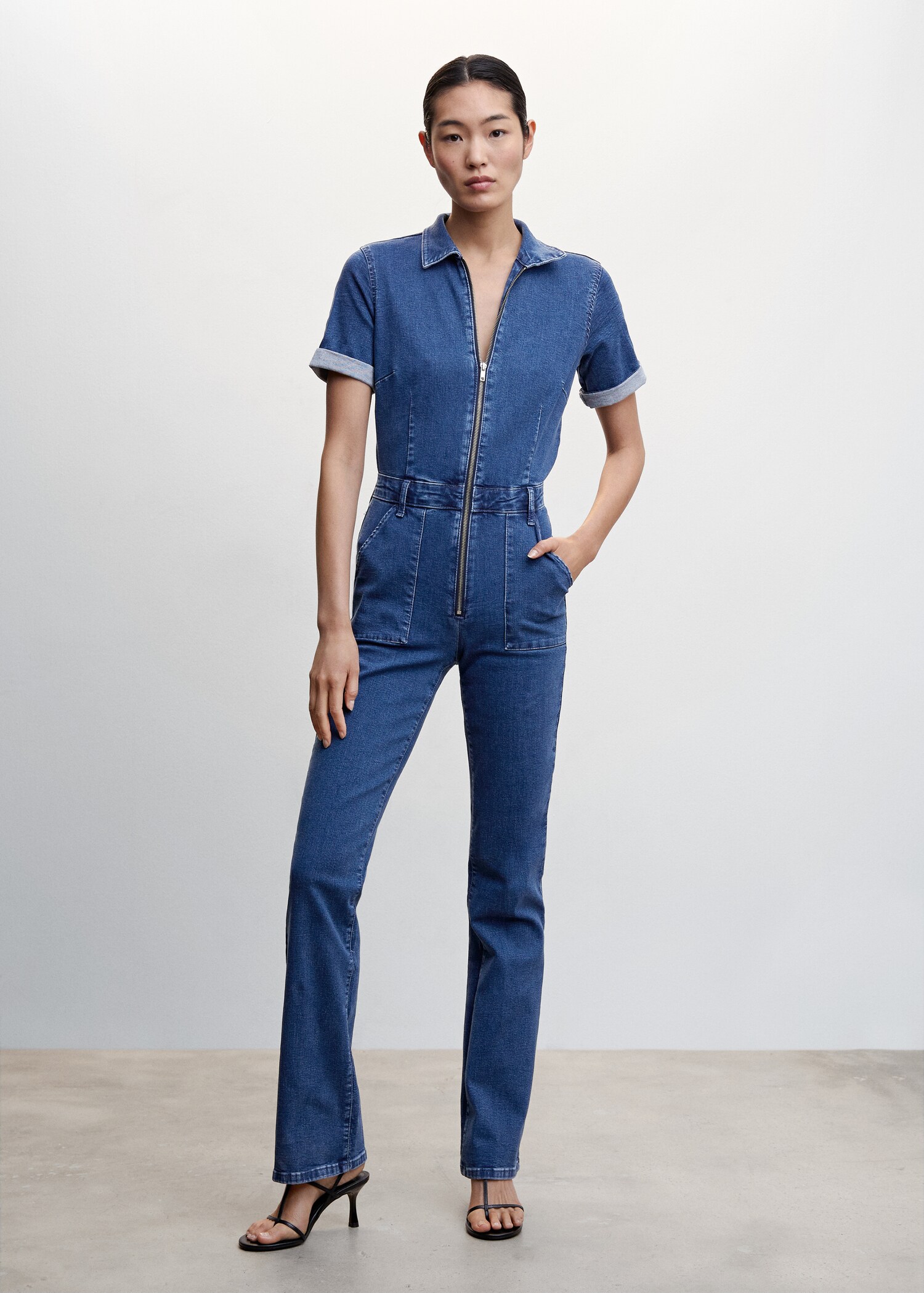 Denim zipper jumpsuit - General plane