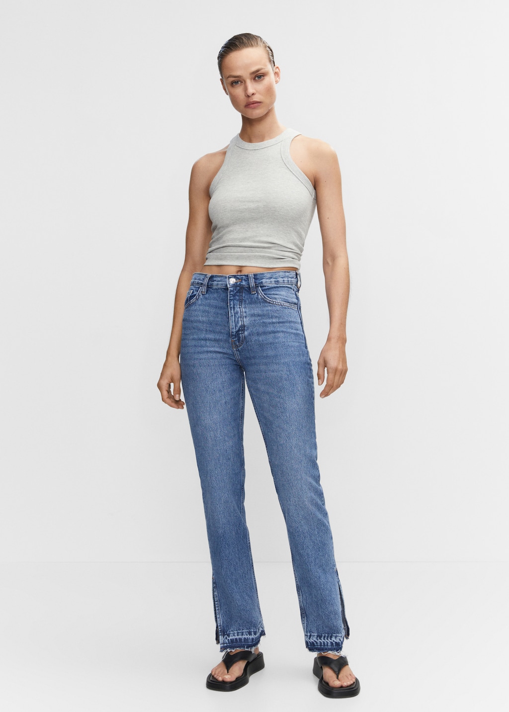 【直営・関税送料込】Straight-cut jeans Slim Straight White Stretch Jeans | Express