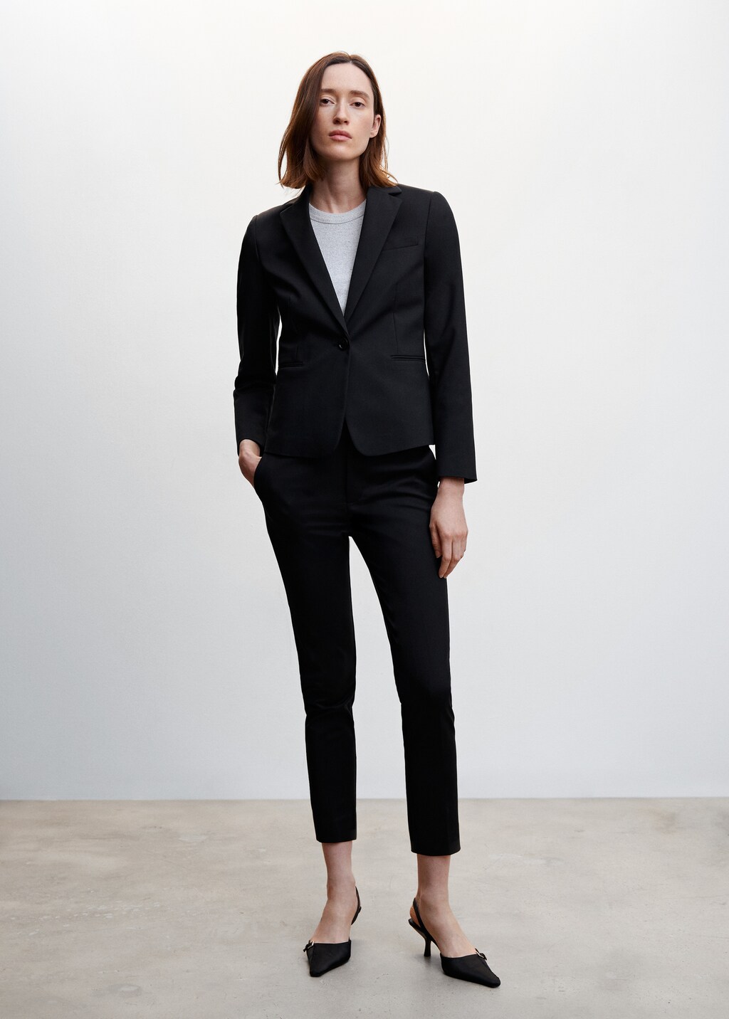 Black fitted suit jacket womens hot sale
