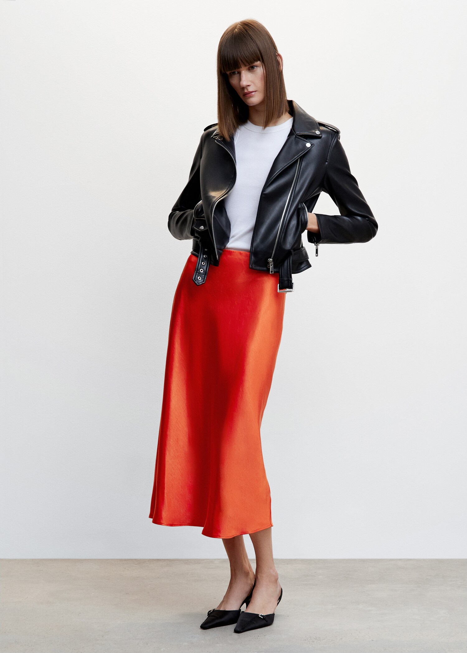 Midi satin skirt - General plane
