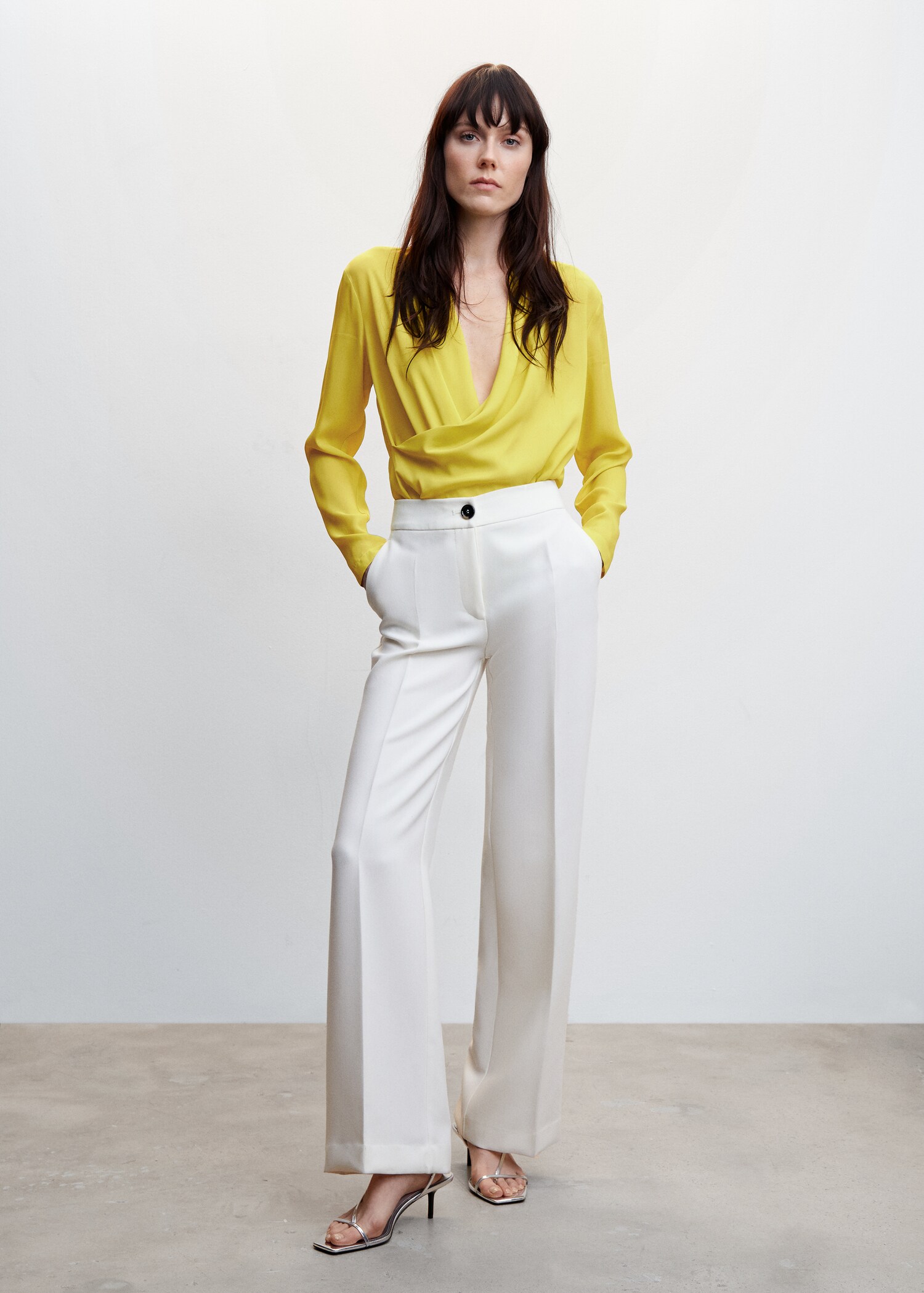 Draped crossover neckline blouse - General plane