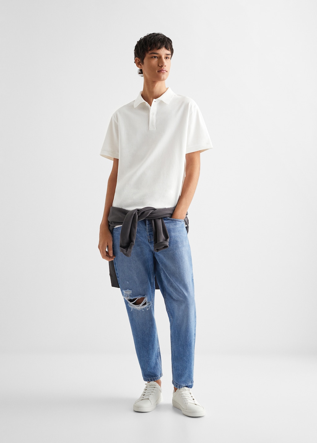 Ripped jeans and polo shirt sales