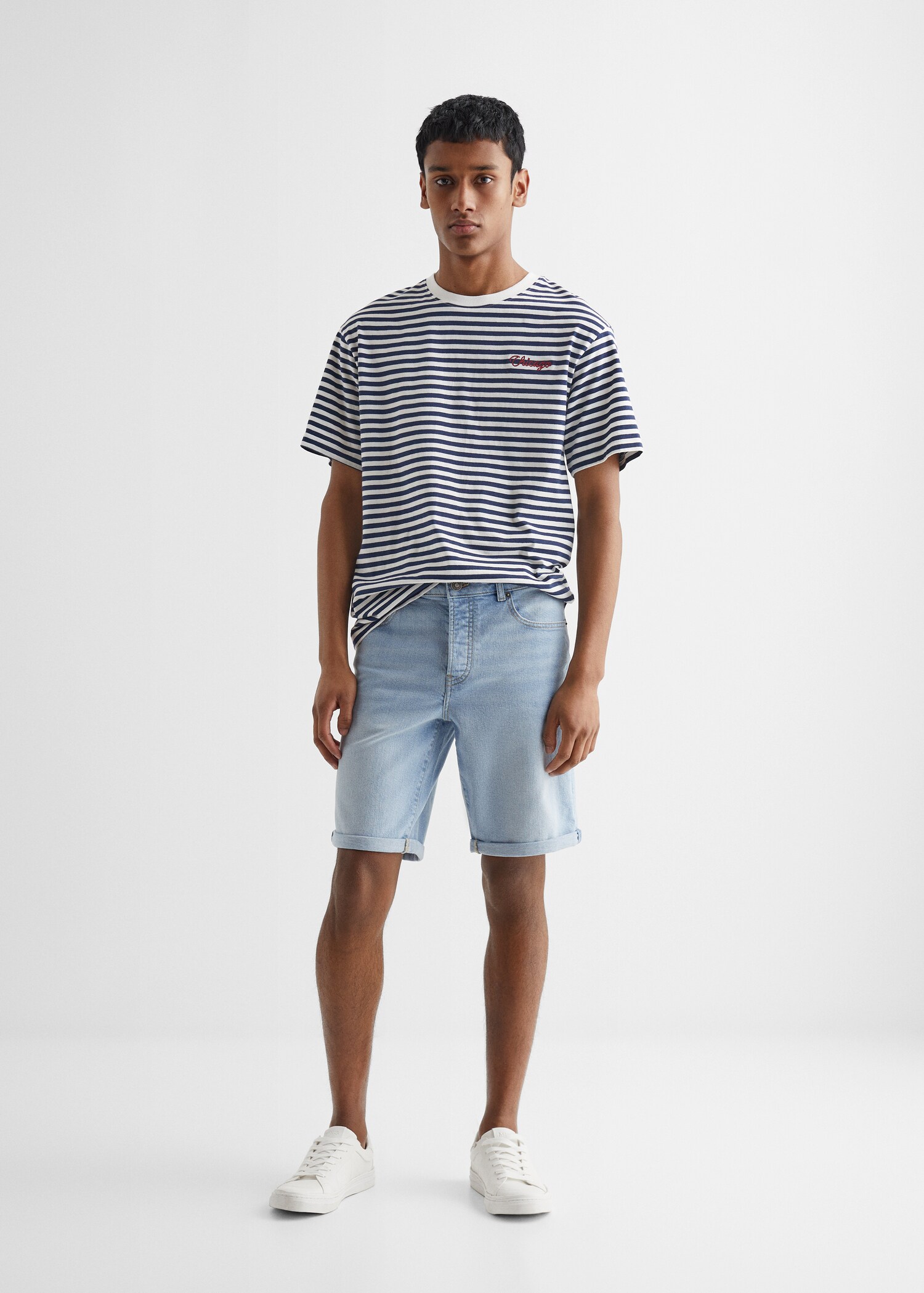 Cotton denim shorts - General plane