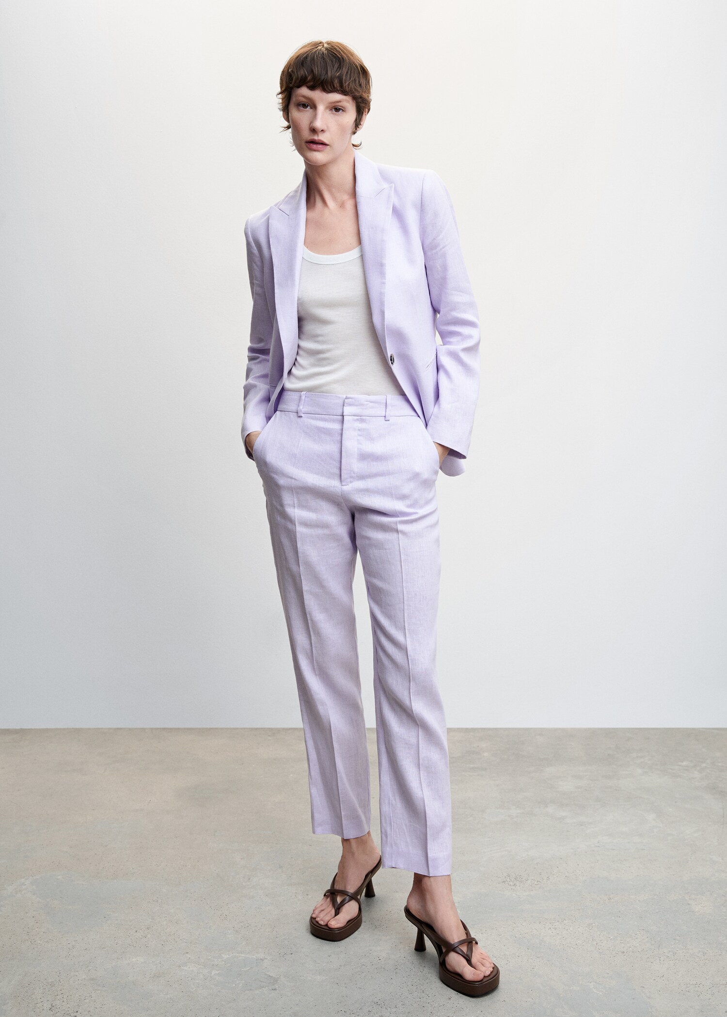 100% linen suit trousers - General plane