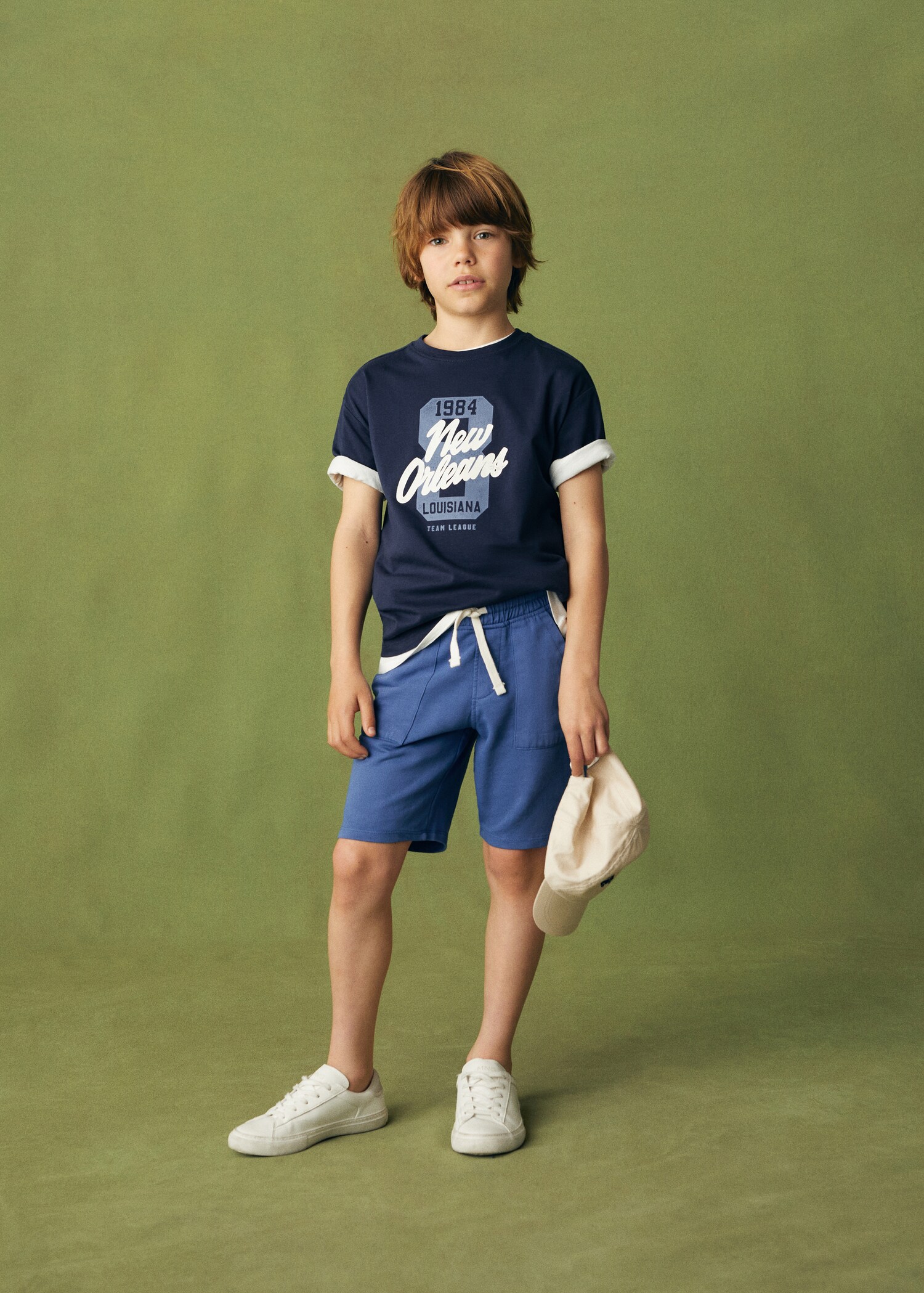 Cotton shorts with elastic waist - General plane