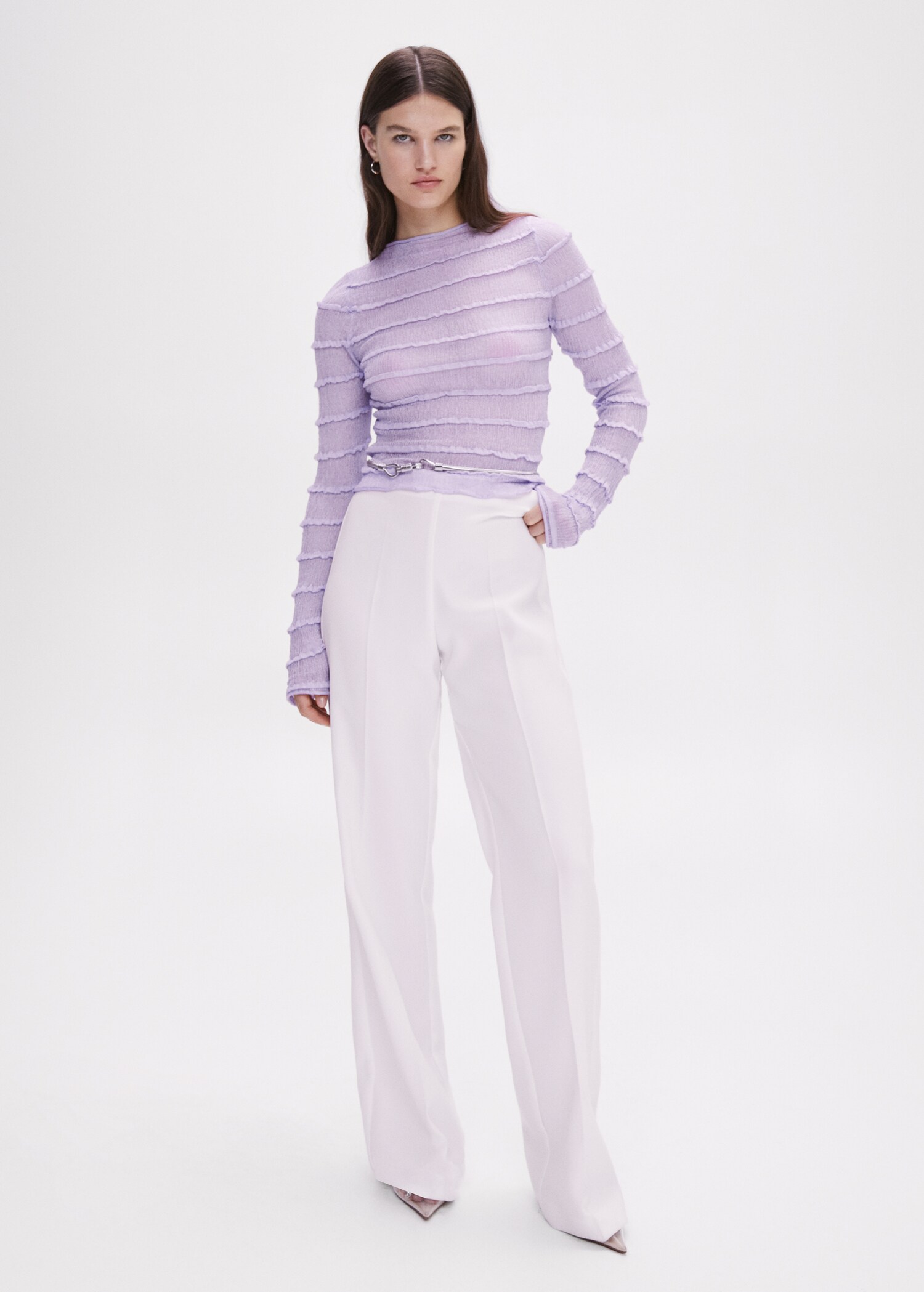 Gathered textured sweater - General plane