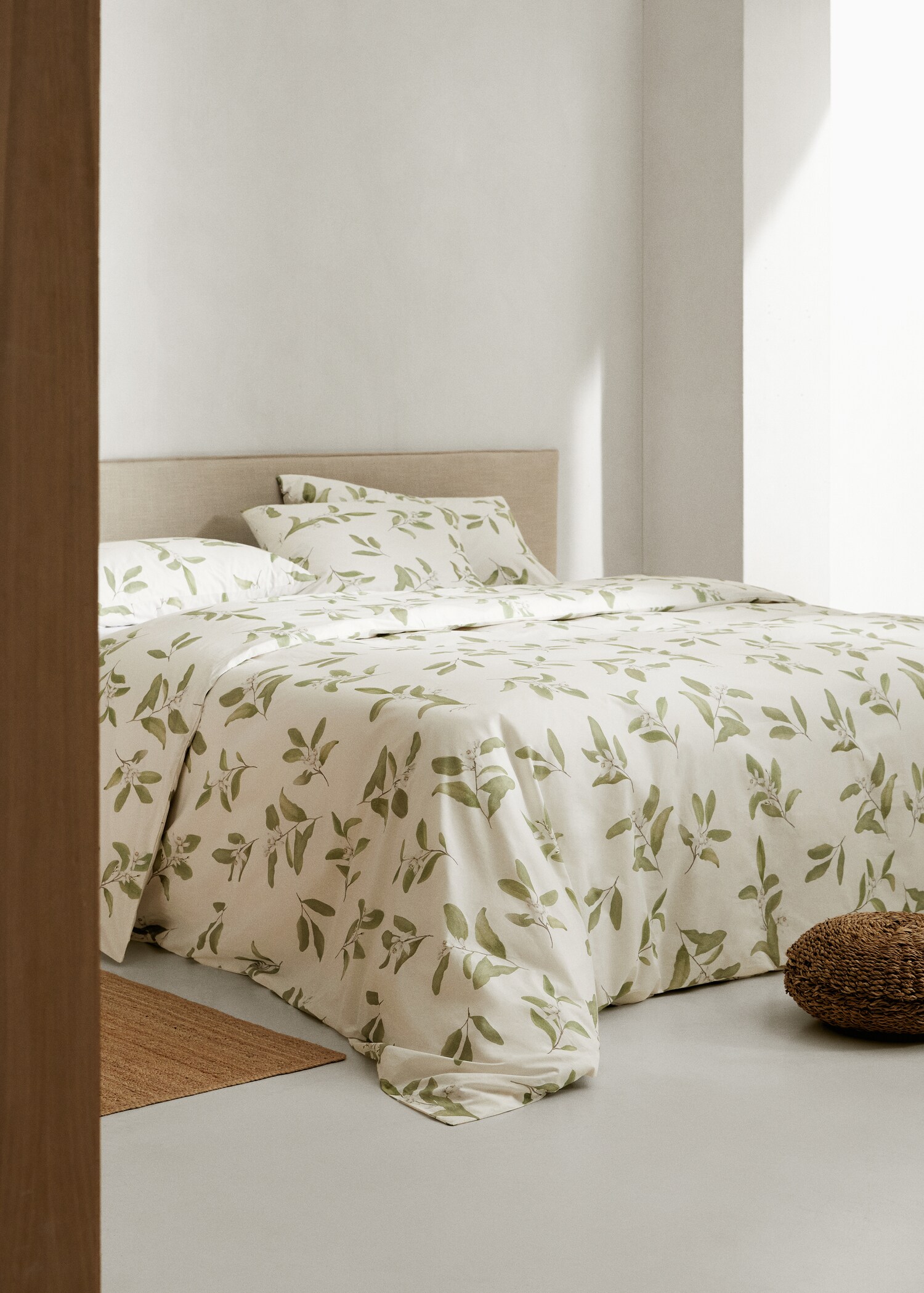Leaf-print duvet cover Queen bed - General plane