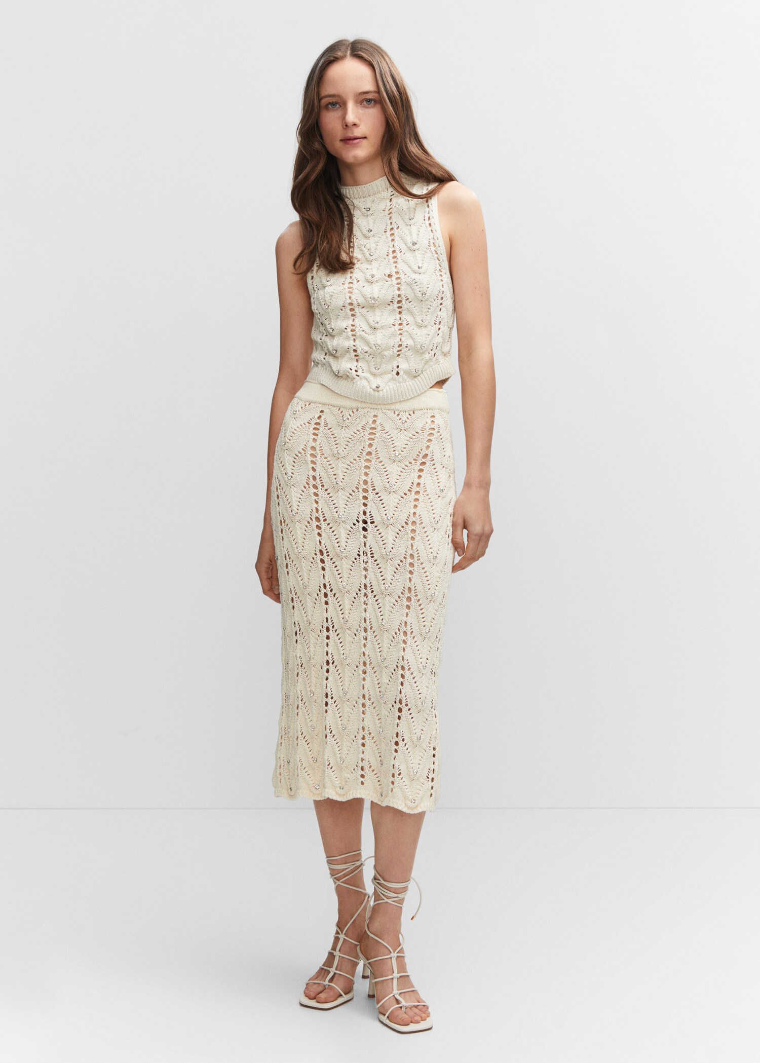 Knitted skirt with rhinestone detail - General plane