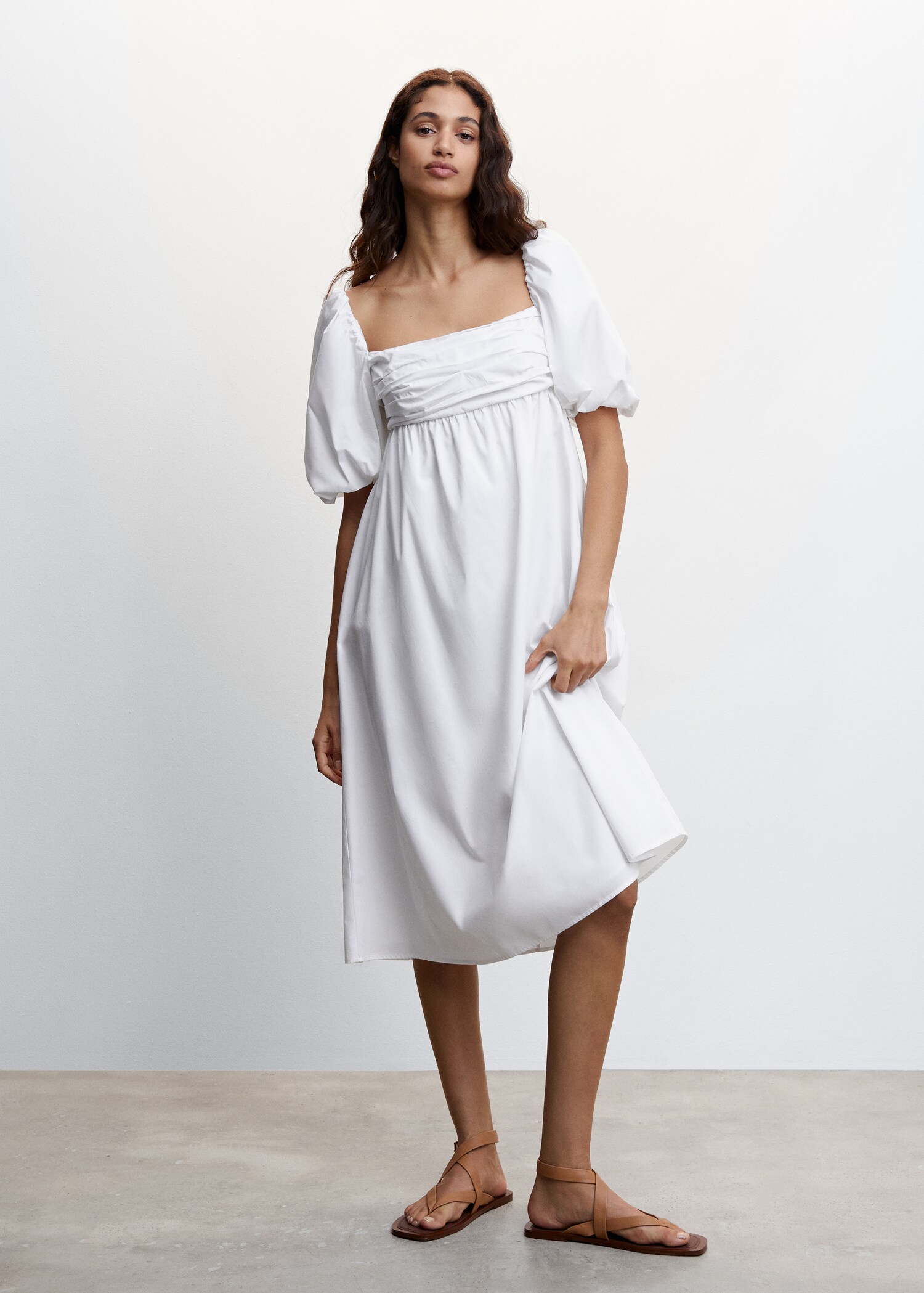 Baumwollkleid mit Ballonärmel - Allgemeine Ansicht