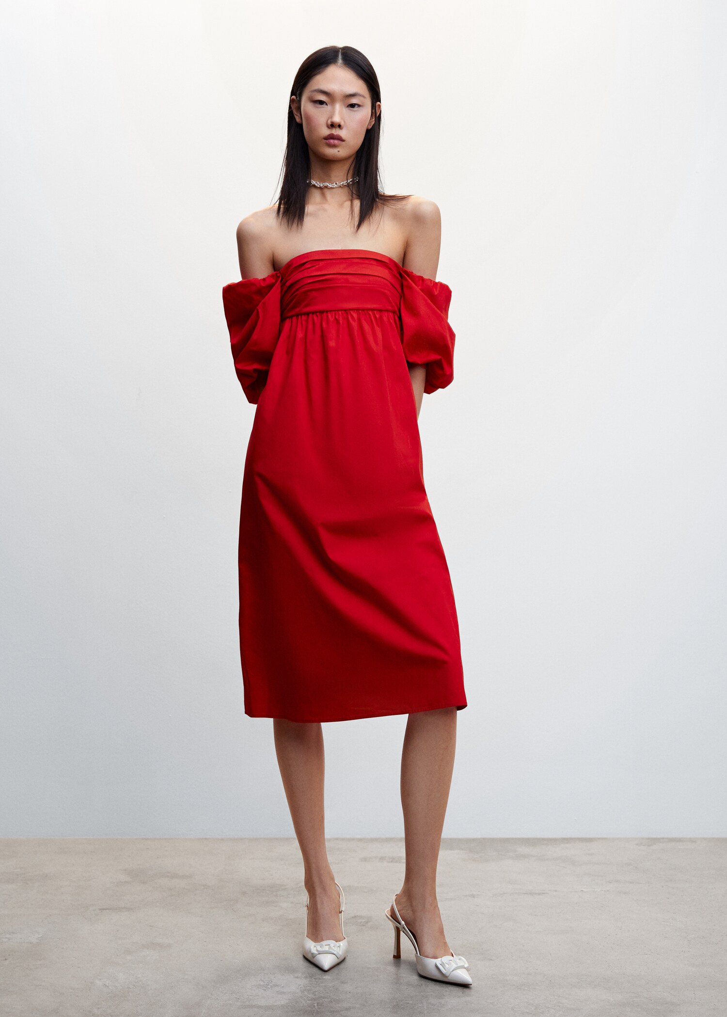 Baumwollkleid mit Ballonärmel - Allgemeine Ansicht