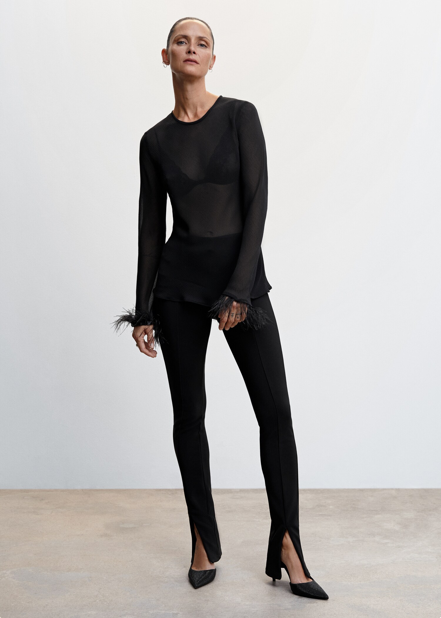 Blouse with feather detail  - General plane