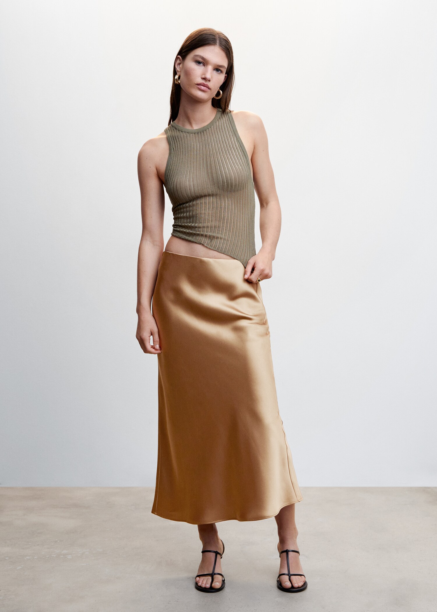 Midi satin skirt - General plane