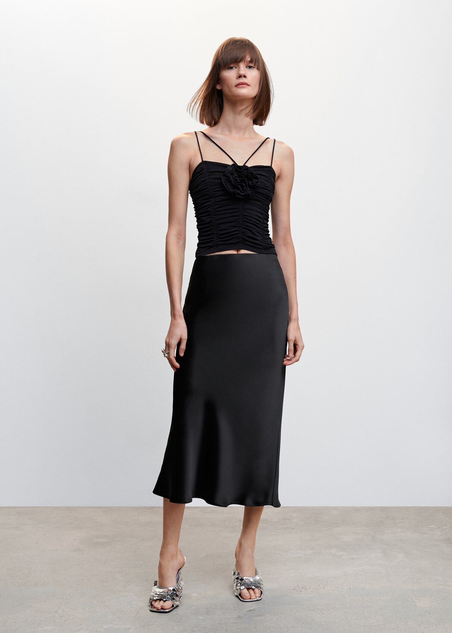 Midi satin skirt - General plane