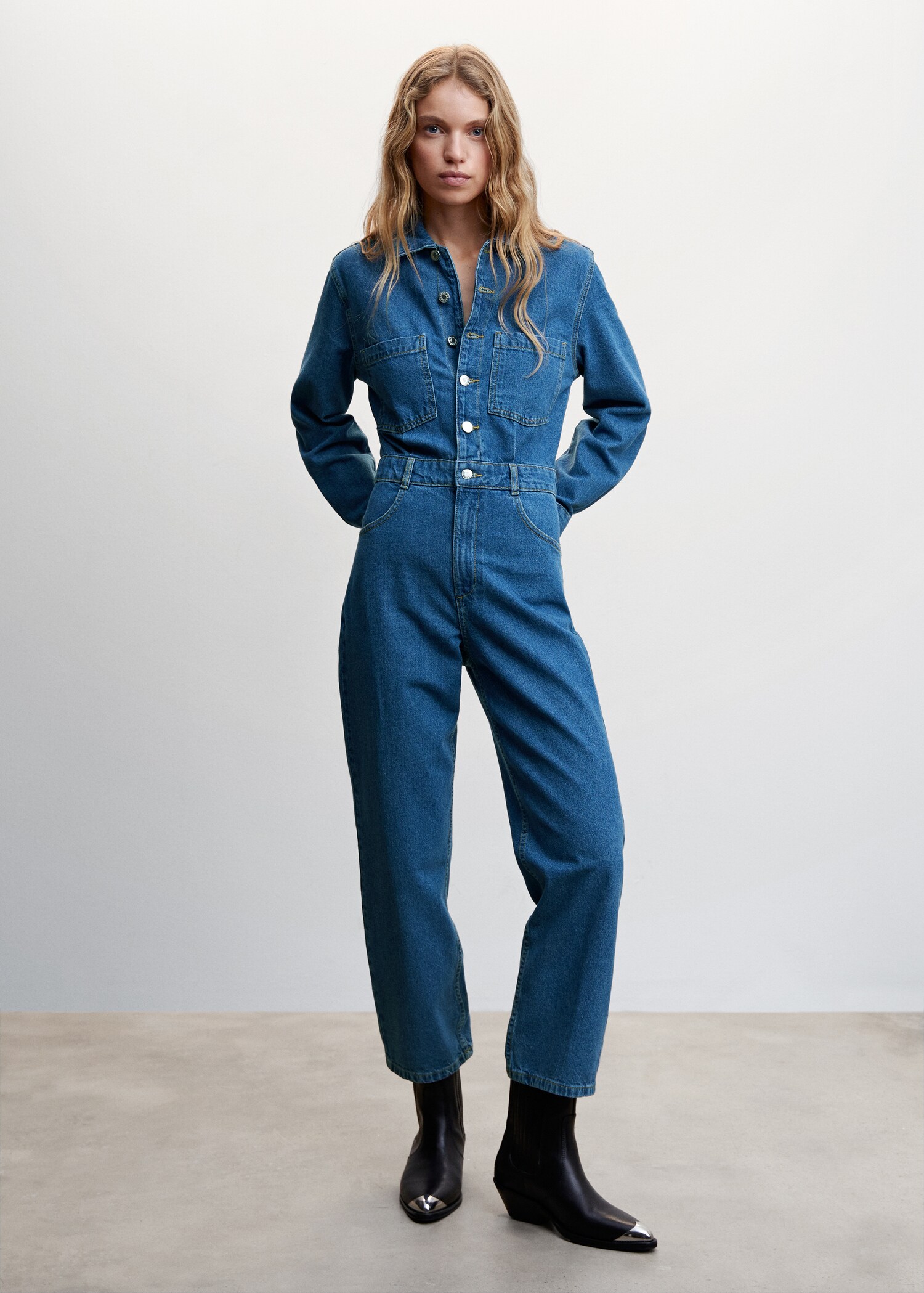 Long denim jumpsuit - General plane