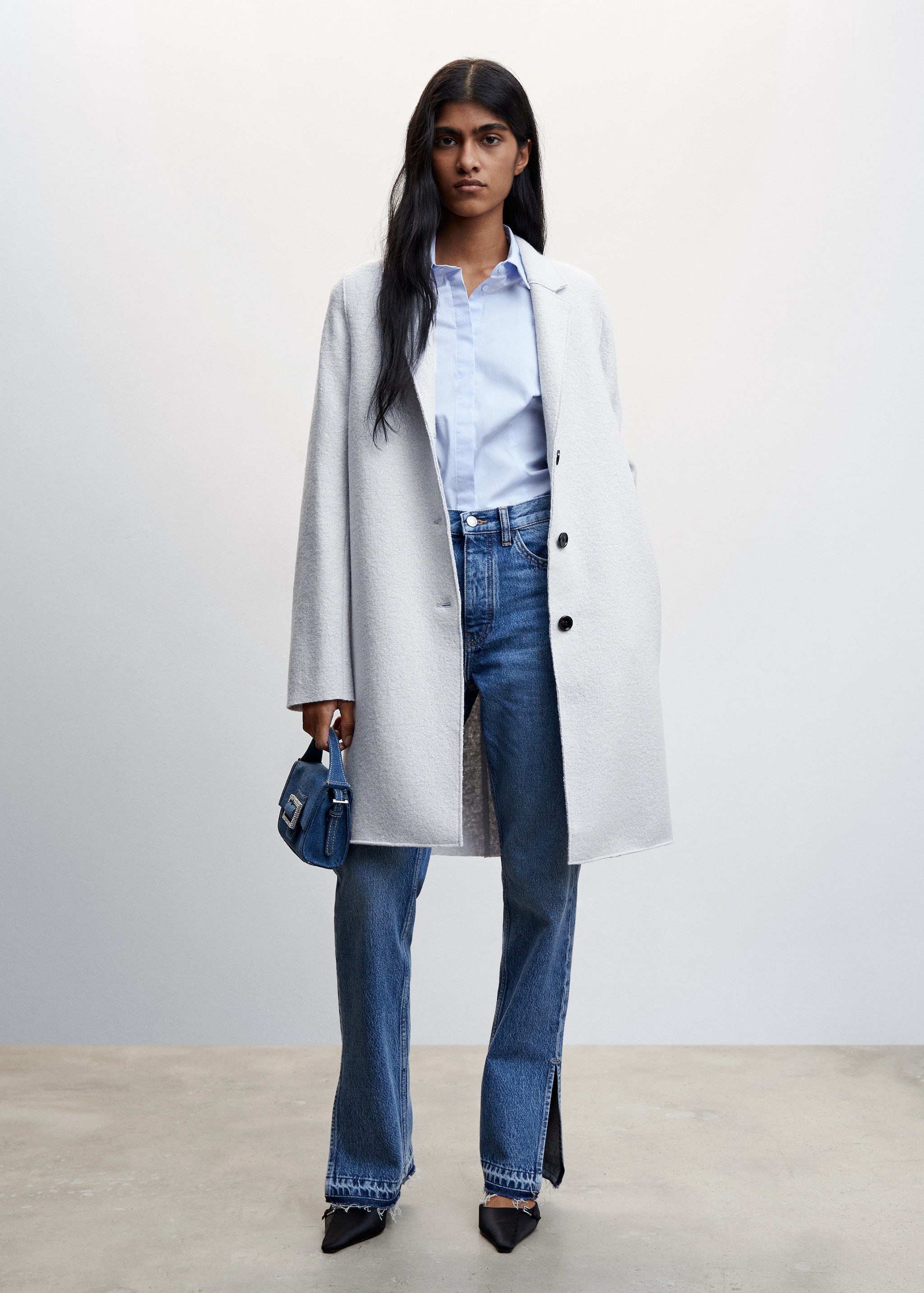 Outfits Abrigos Mujer Color Gris Abrigo Lana Manteco Abrigo Pelo