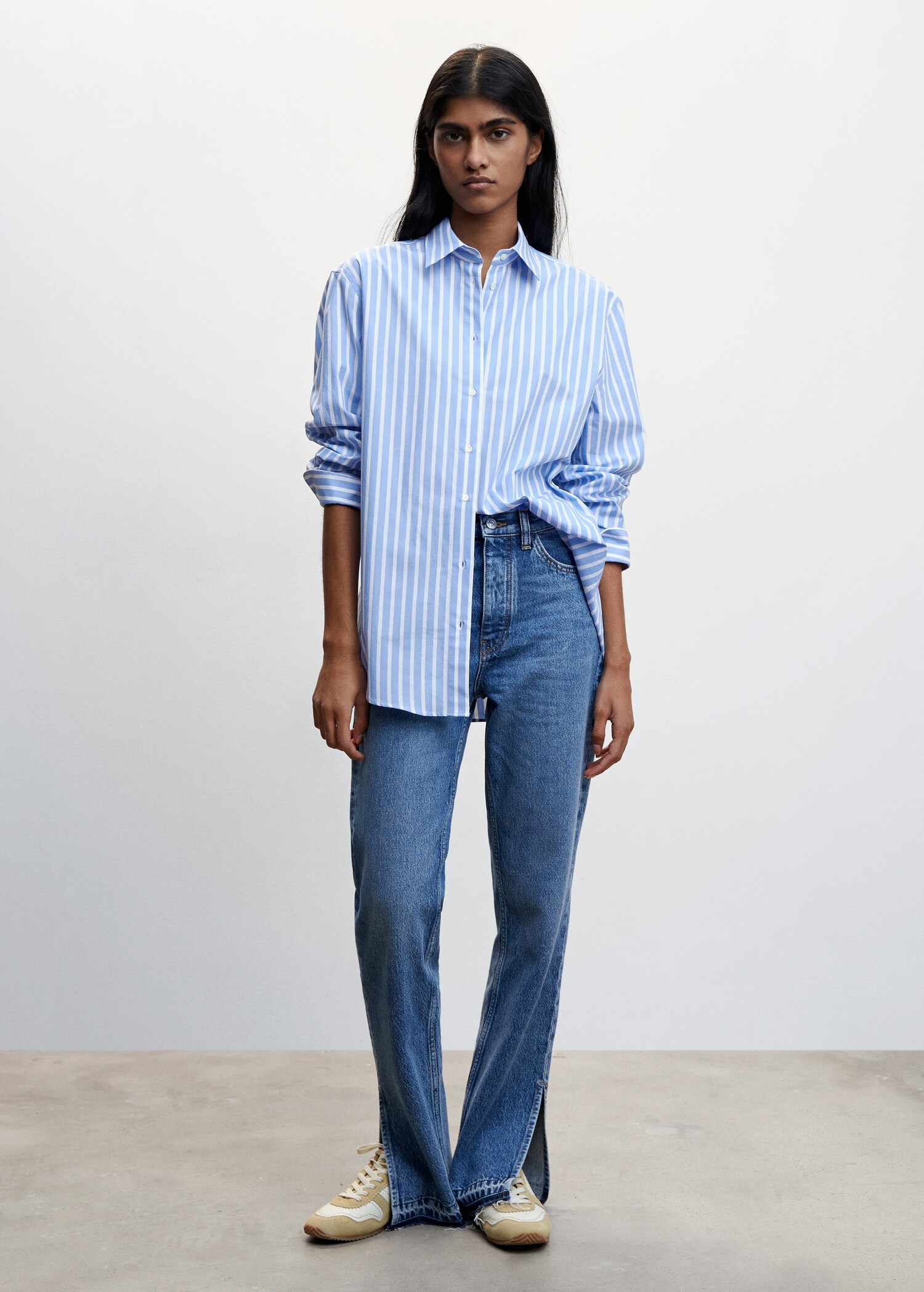 Gestreiftes Oversize-Hemd - Allgemeine Ansicht