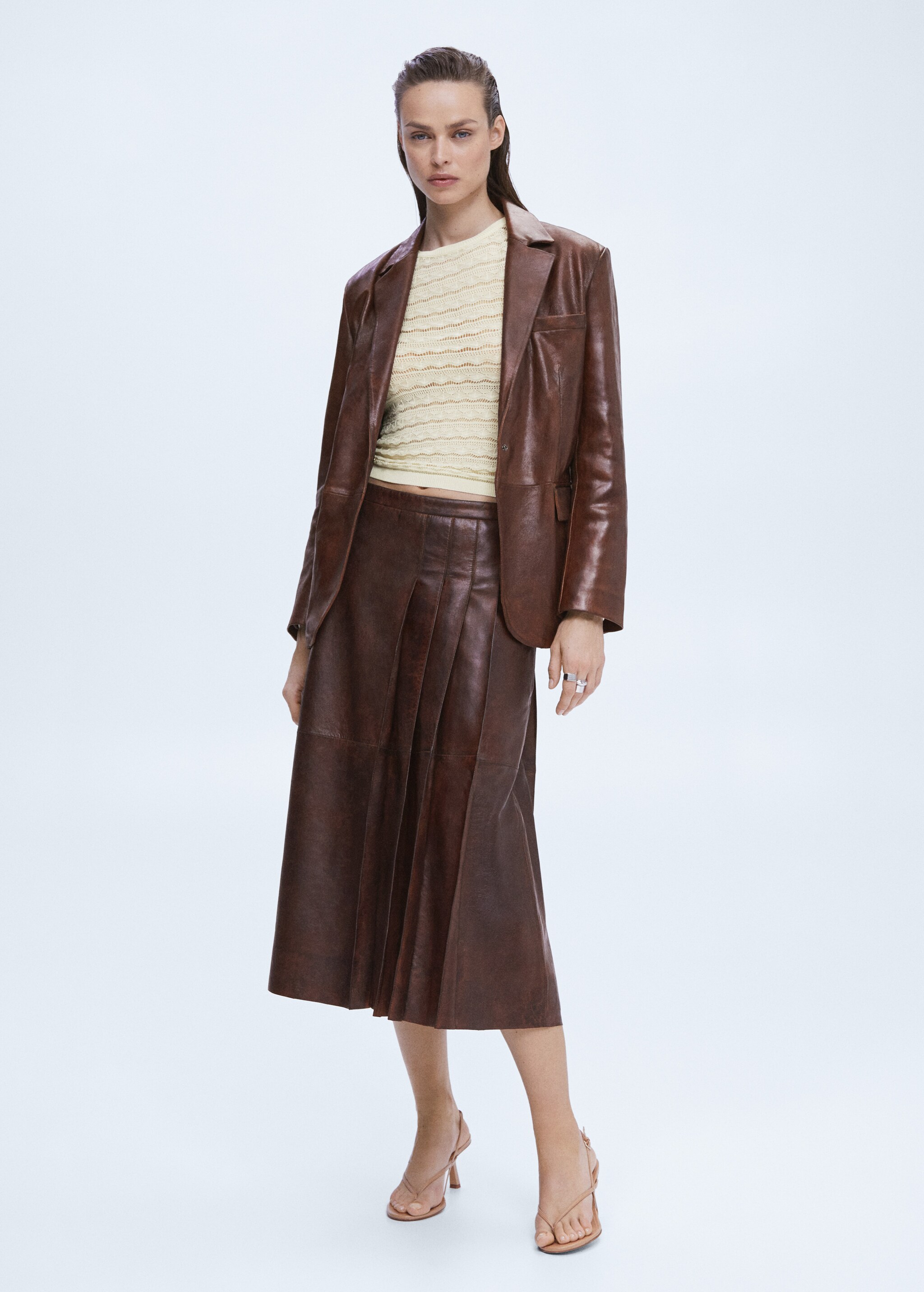 Leather midi-skirt - General plane