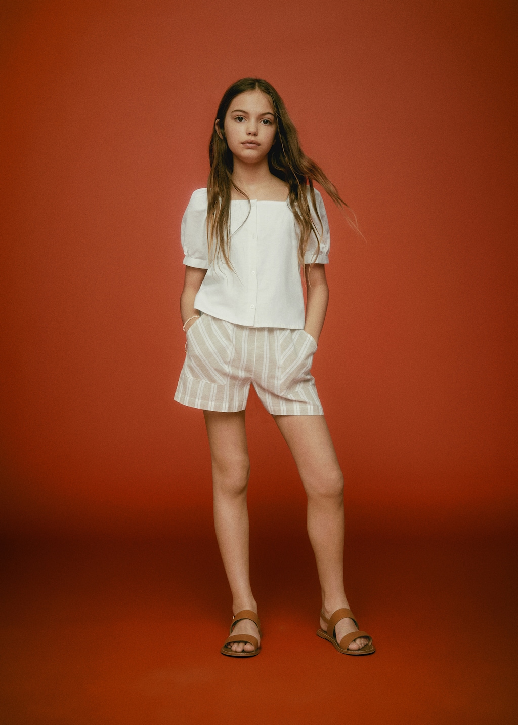 Striped linen shorts sales
