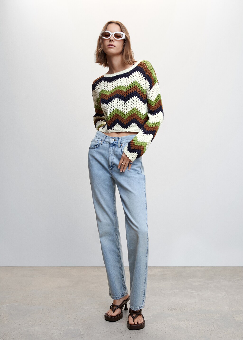 Crochet cotton sweater - Women | MANGO OUTLET USA