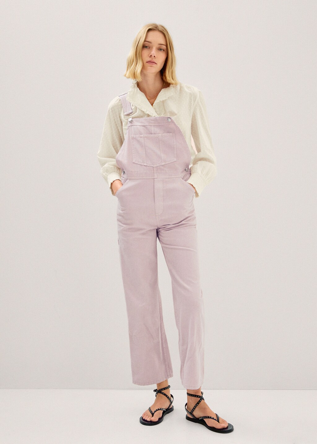 Lined denim dungarees