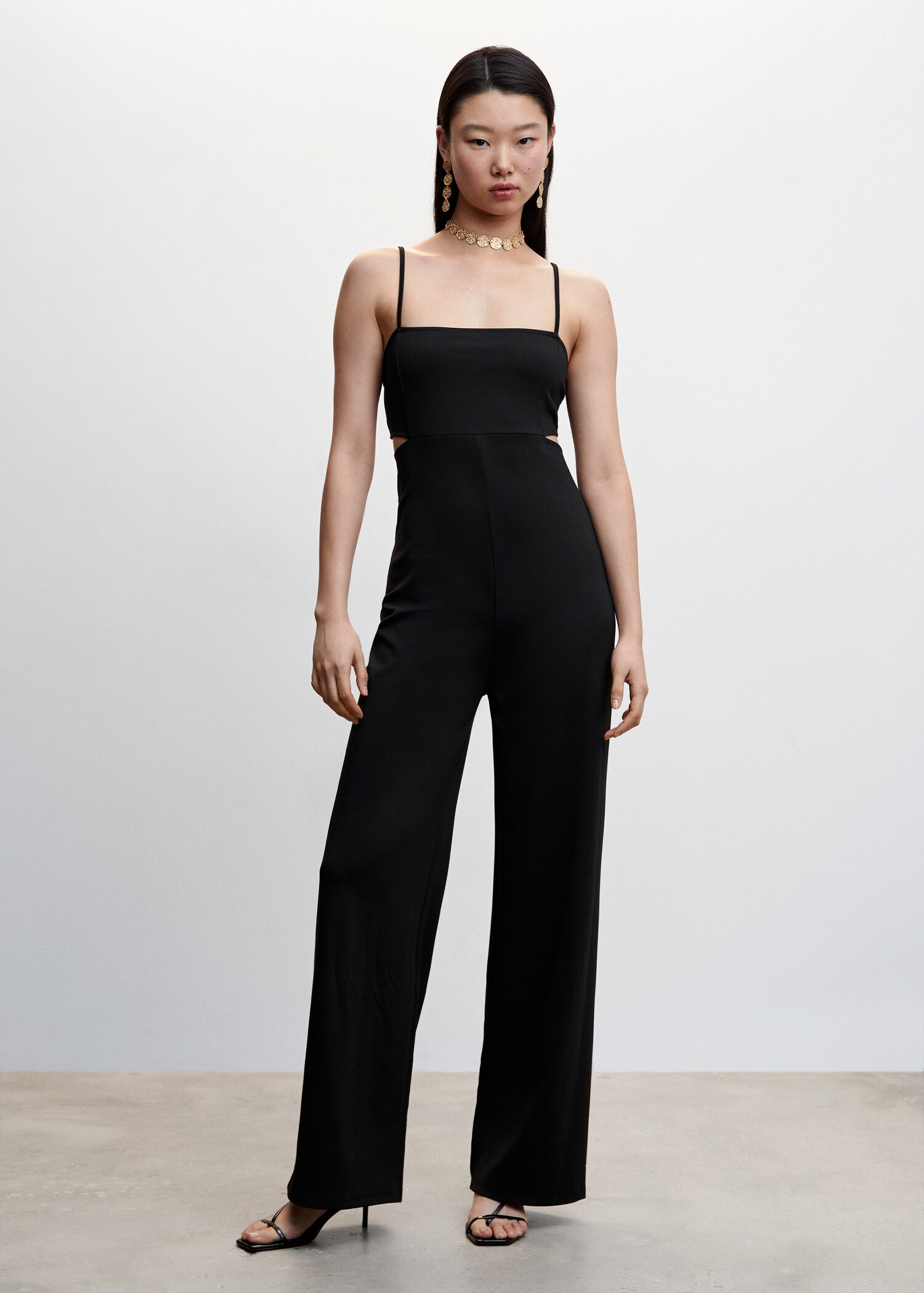 Langer Jumpsuit mit Schlitzen - Allgemeine Ansicht