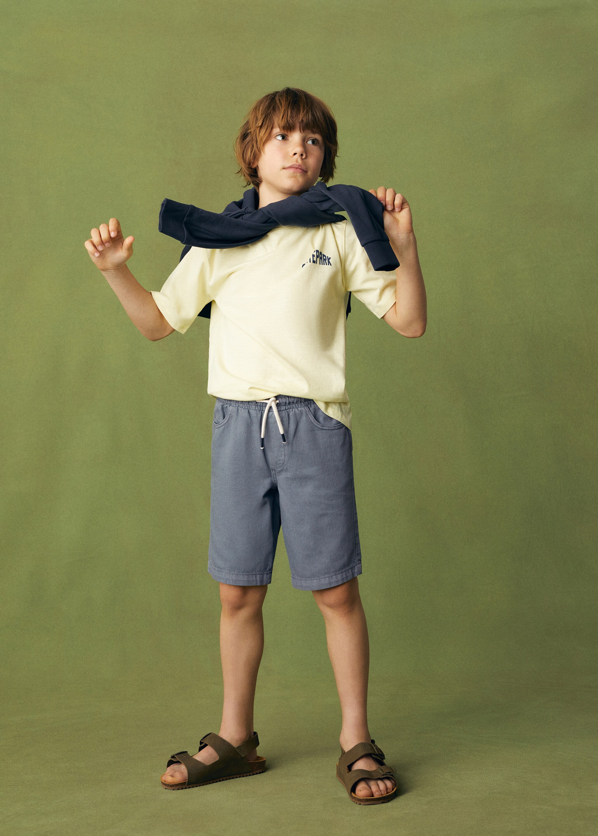 Cotton shorts with elastic waist - General plane
