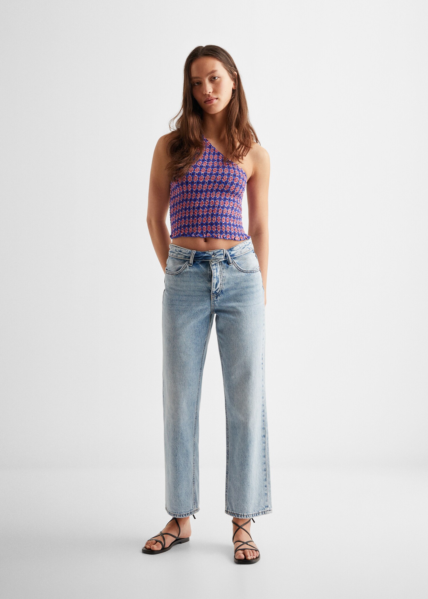 Asymmetric printed top - Girl | MANGO OUTLET United Kingdom