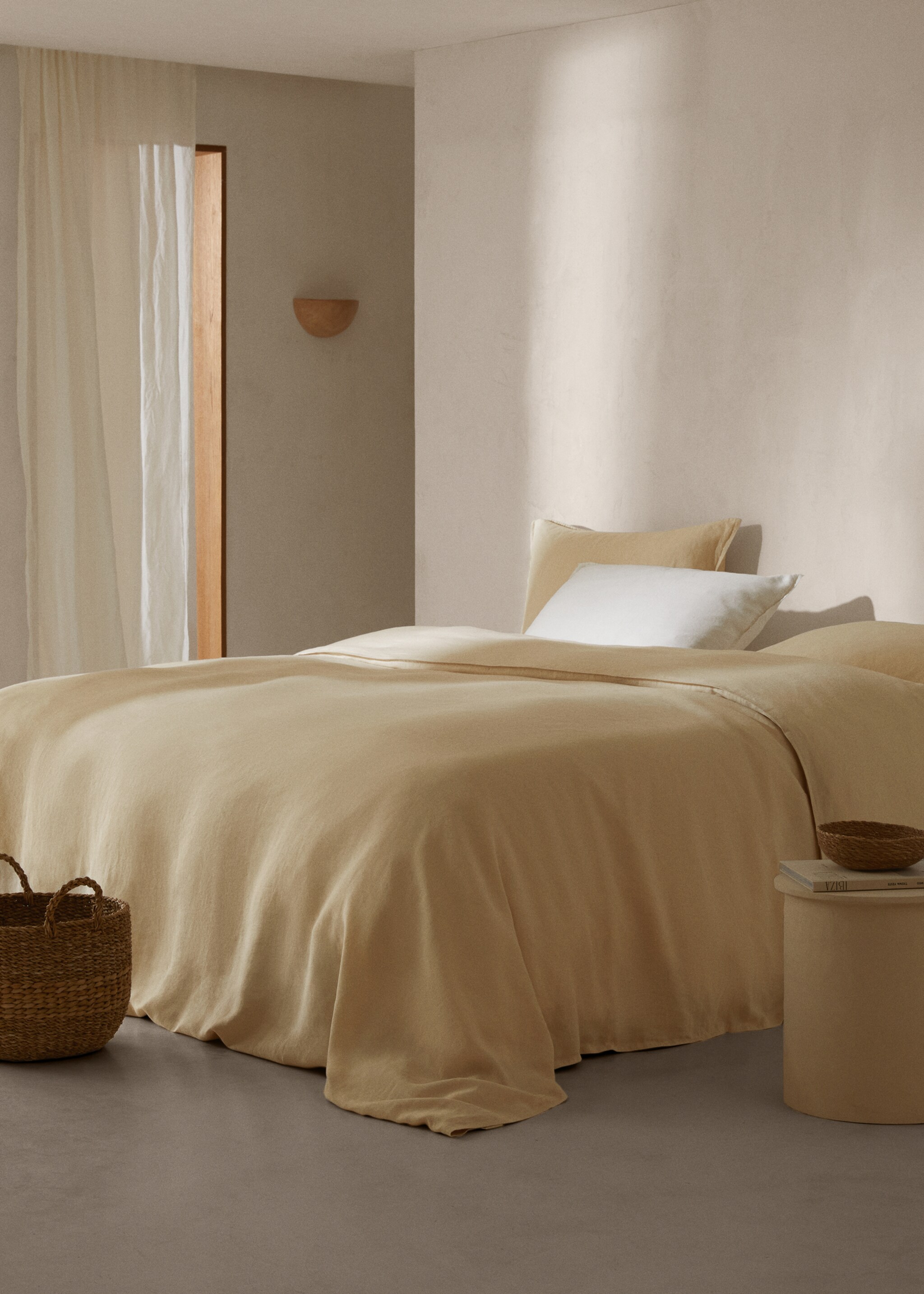 Bettbezug aus 100 % Leinen für 150/160 cm Bett - Allgemeine Ansicht, Beige. Ref: 47117159-00.