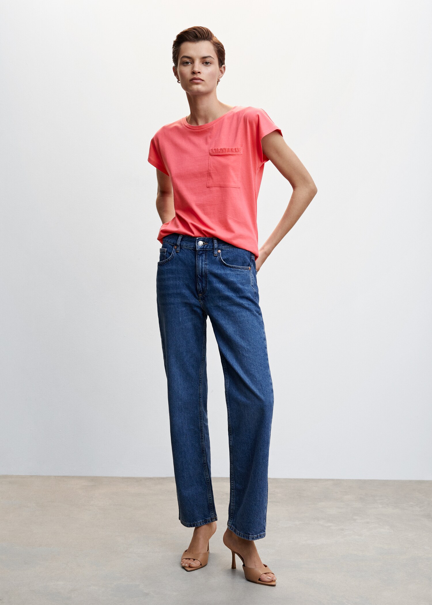 Katoenen blouse met borstzak - Overzichtstekening