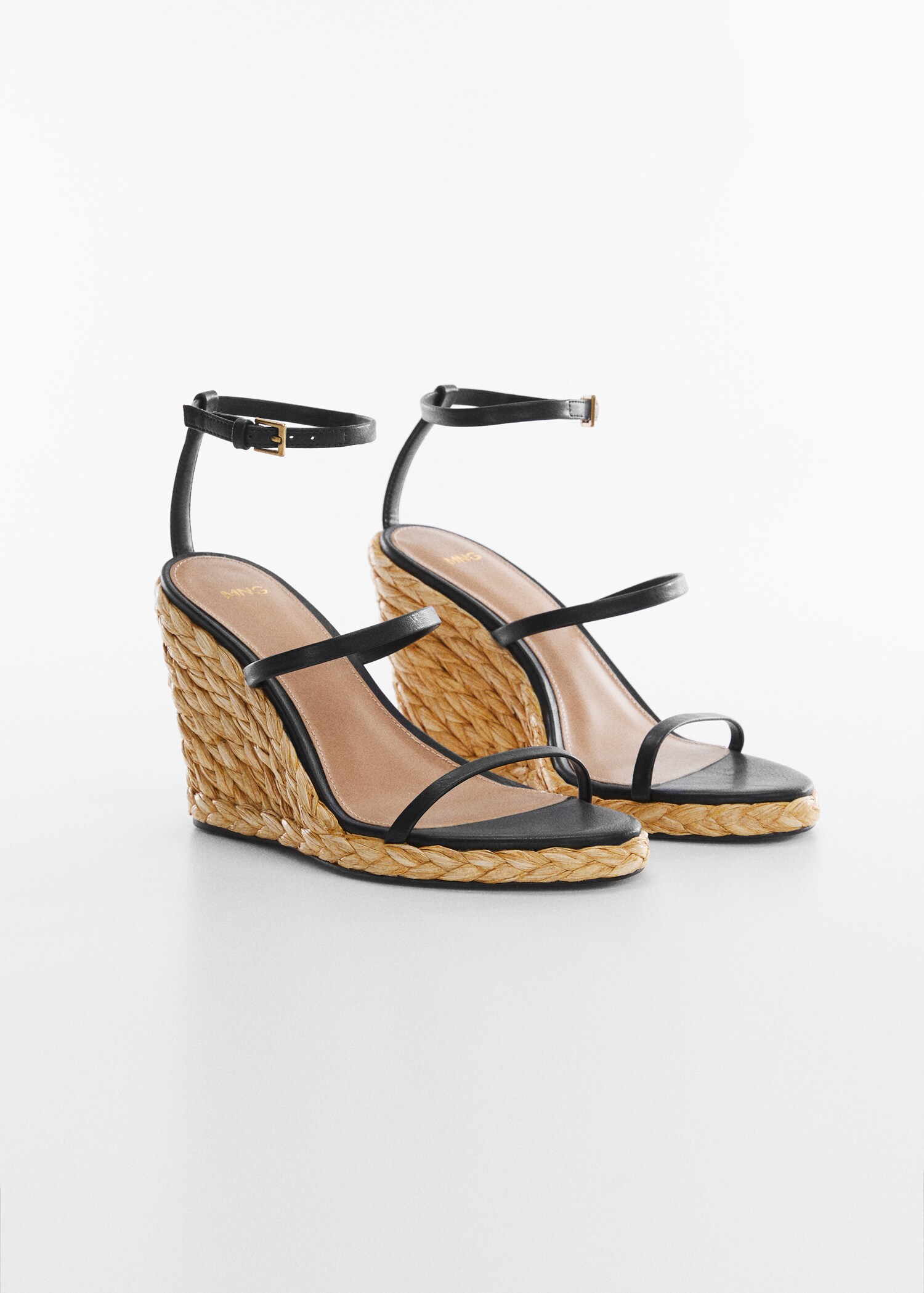 Gevlochten sandalen met sleehak - Middenvlak