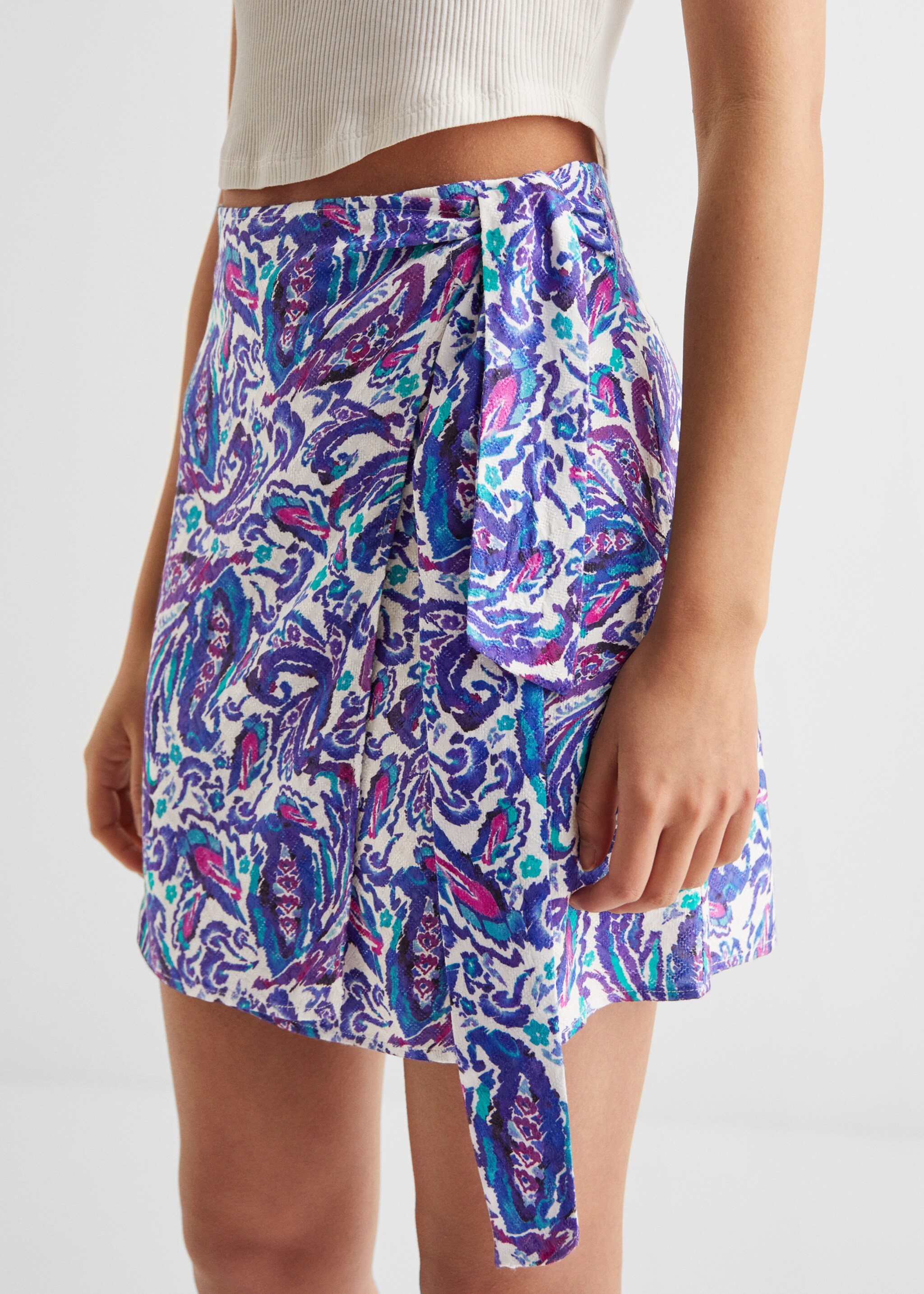 Knot printed skirt - Details of the article 6, Lilac. Ref: 57000130-00.