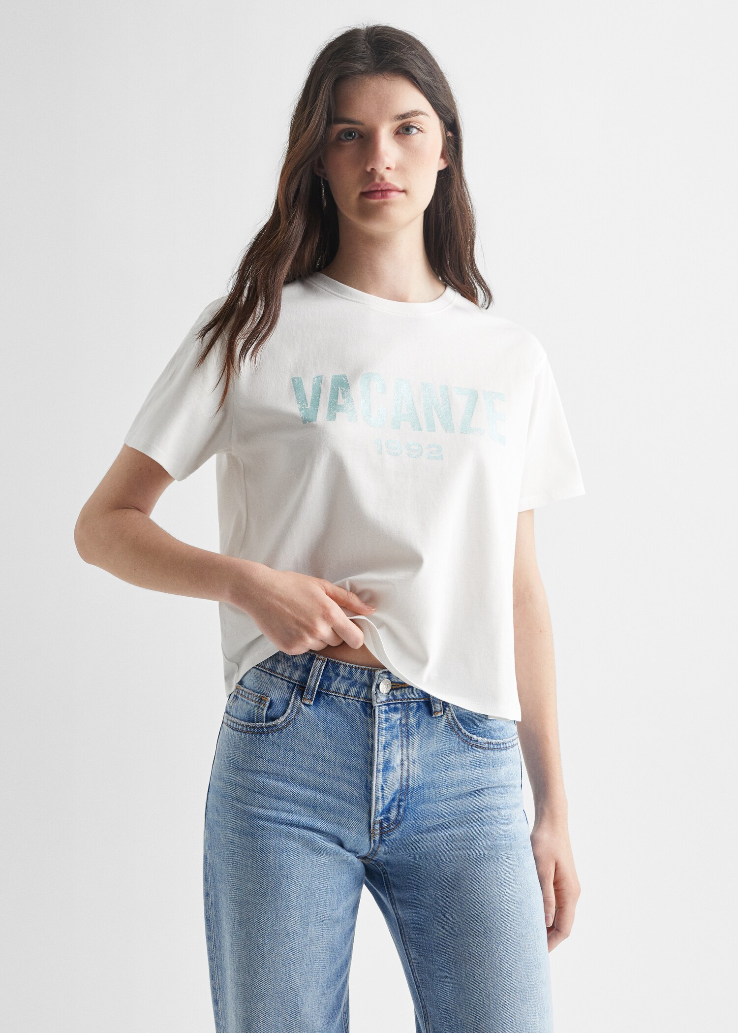 Message cotton T-shirt - Medium plane