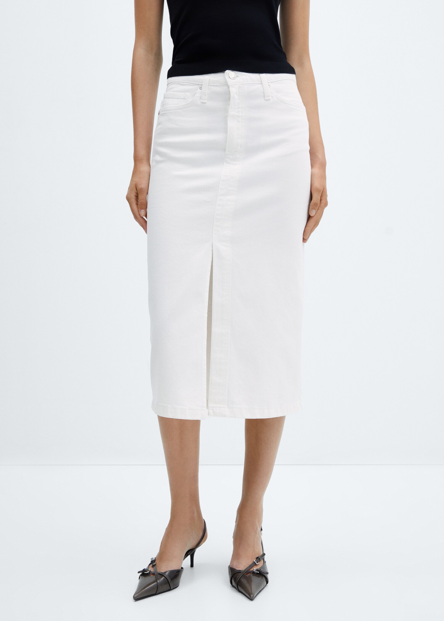 Denim midi-skirt - Medium plane