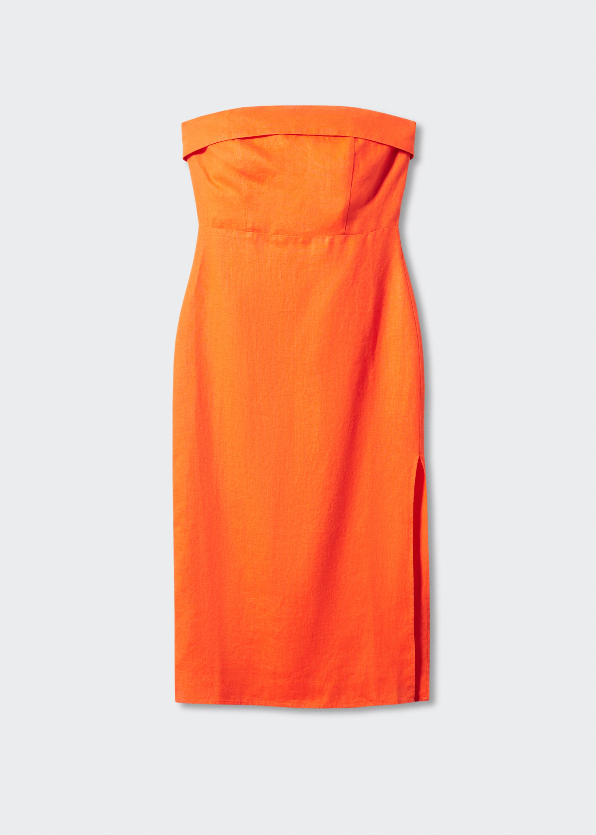 Strapless linen dress - Article without model, Orange. Ref: 57000227-00.