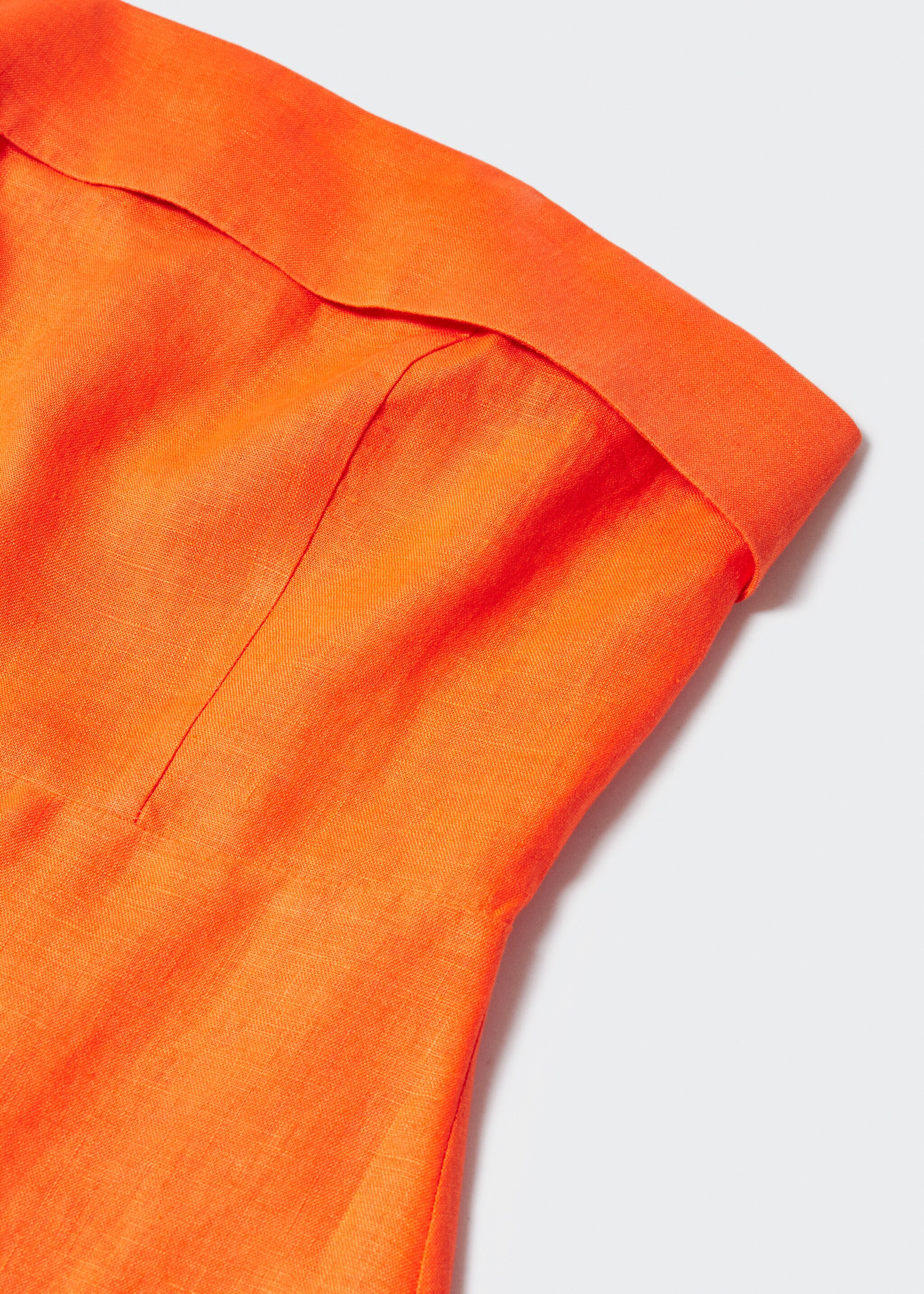 Strapless linen dress - Details of the article 8, Orange. Ref: 57000227-00.