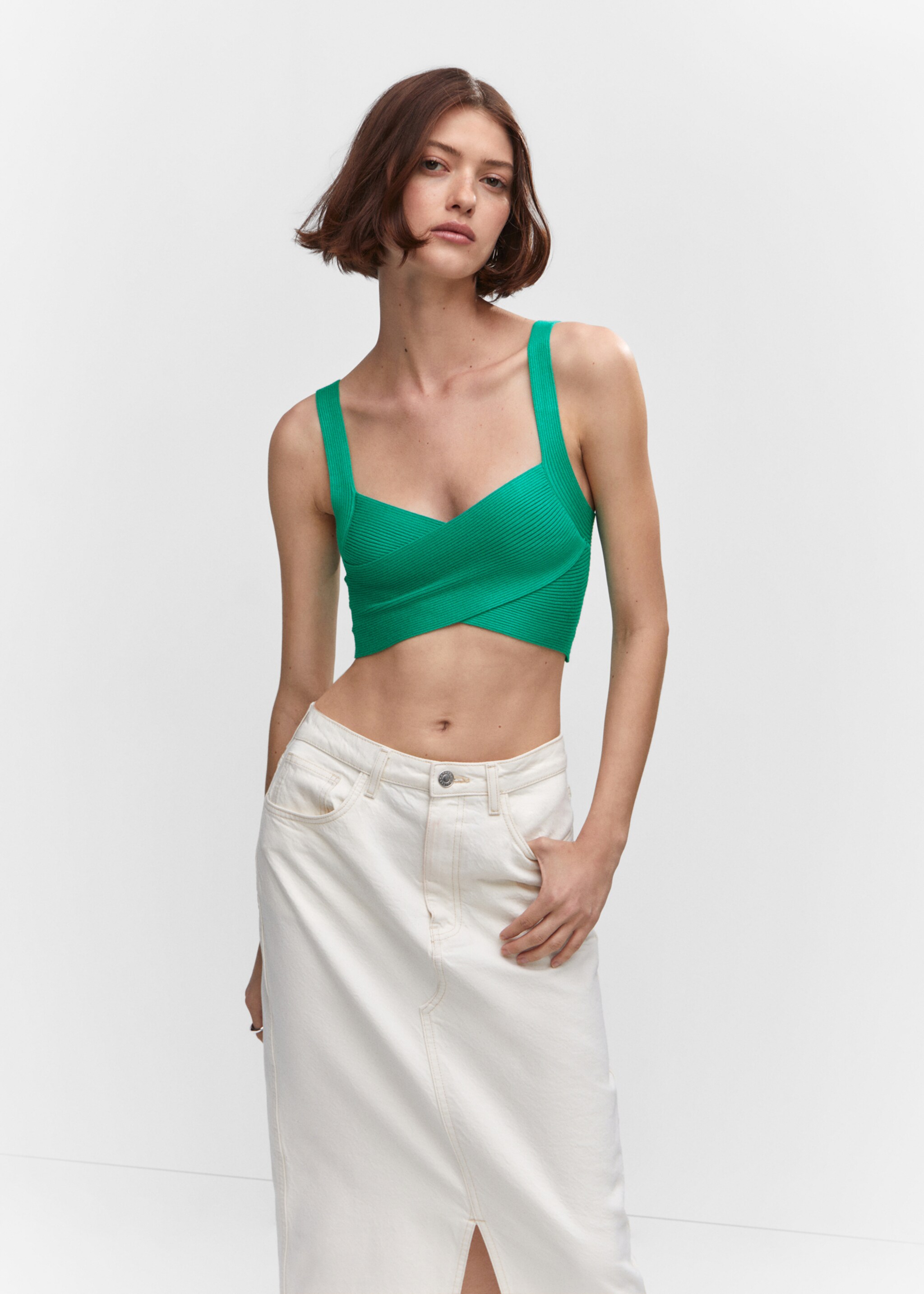 Knitted wrap top - Medium plane, Emerald Green. Ref: 57000258-00.