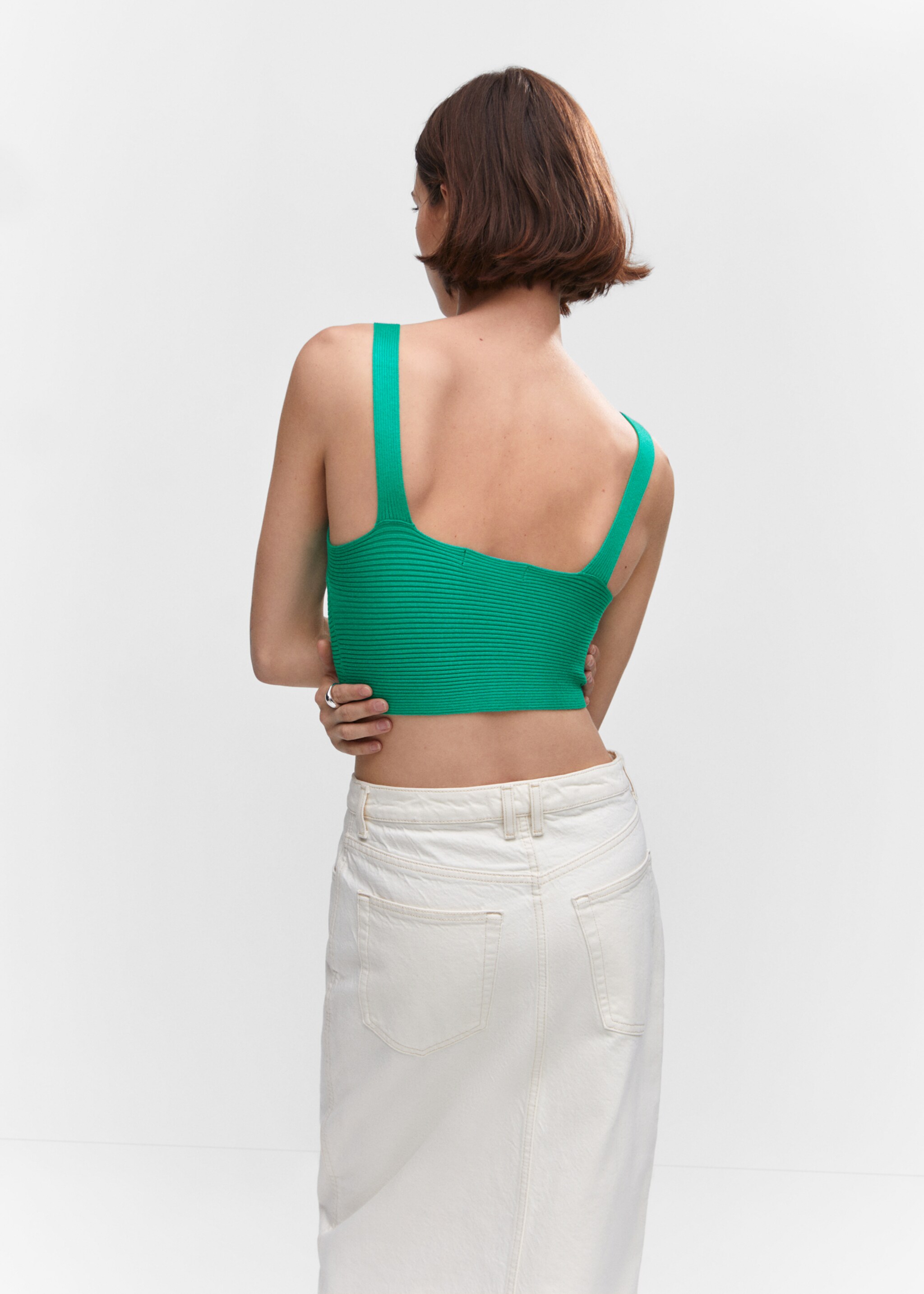 Knitted wrap top - Reverse of the article, Emerald Green. Ref: 57000258-00.