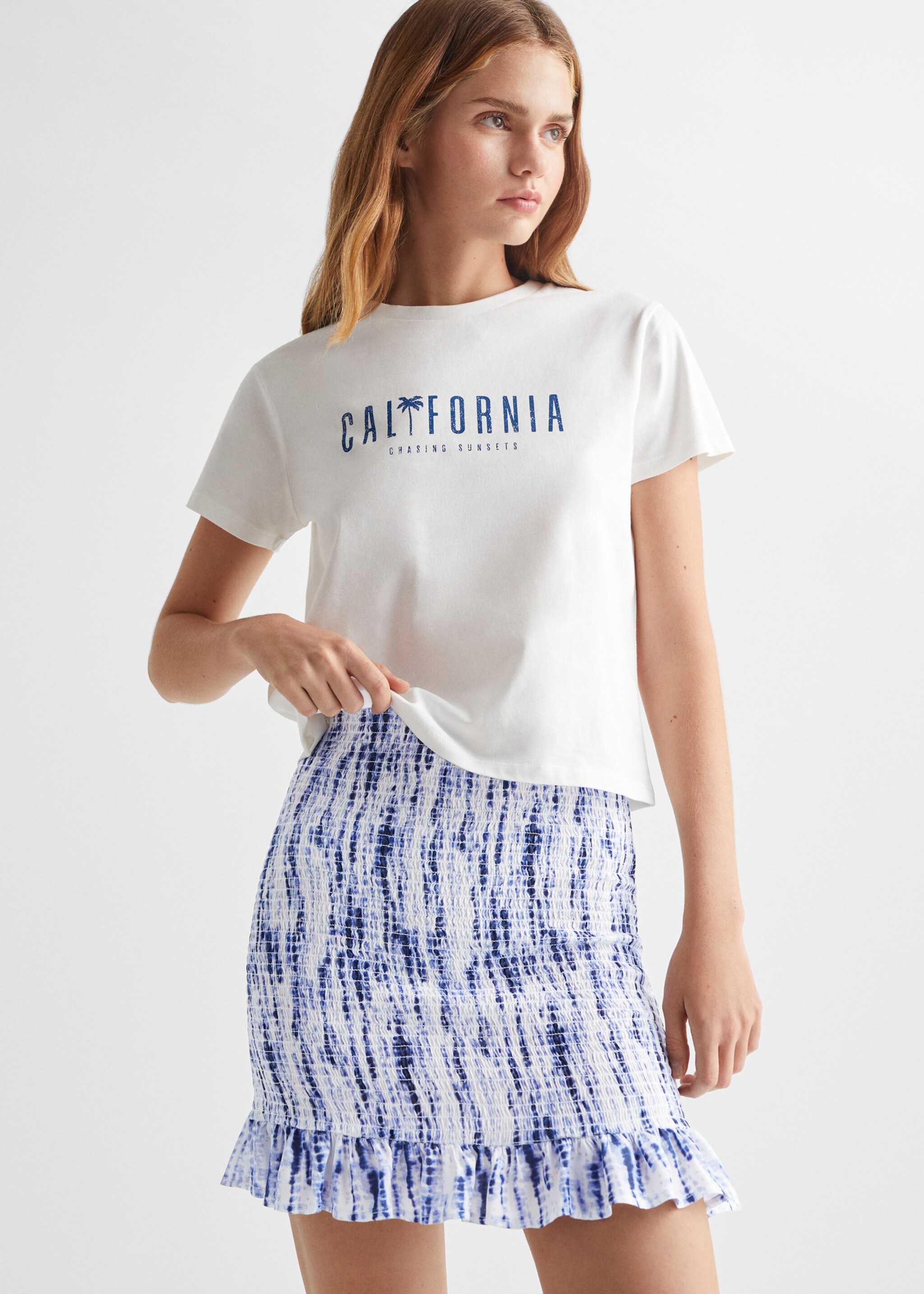 Printed pleated skirt - Medium plane, Off White. Ref: 57000270-00.