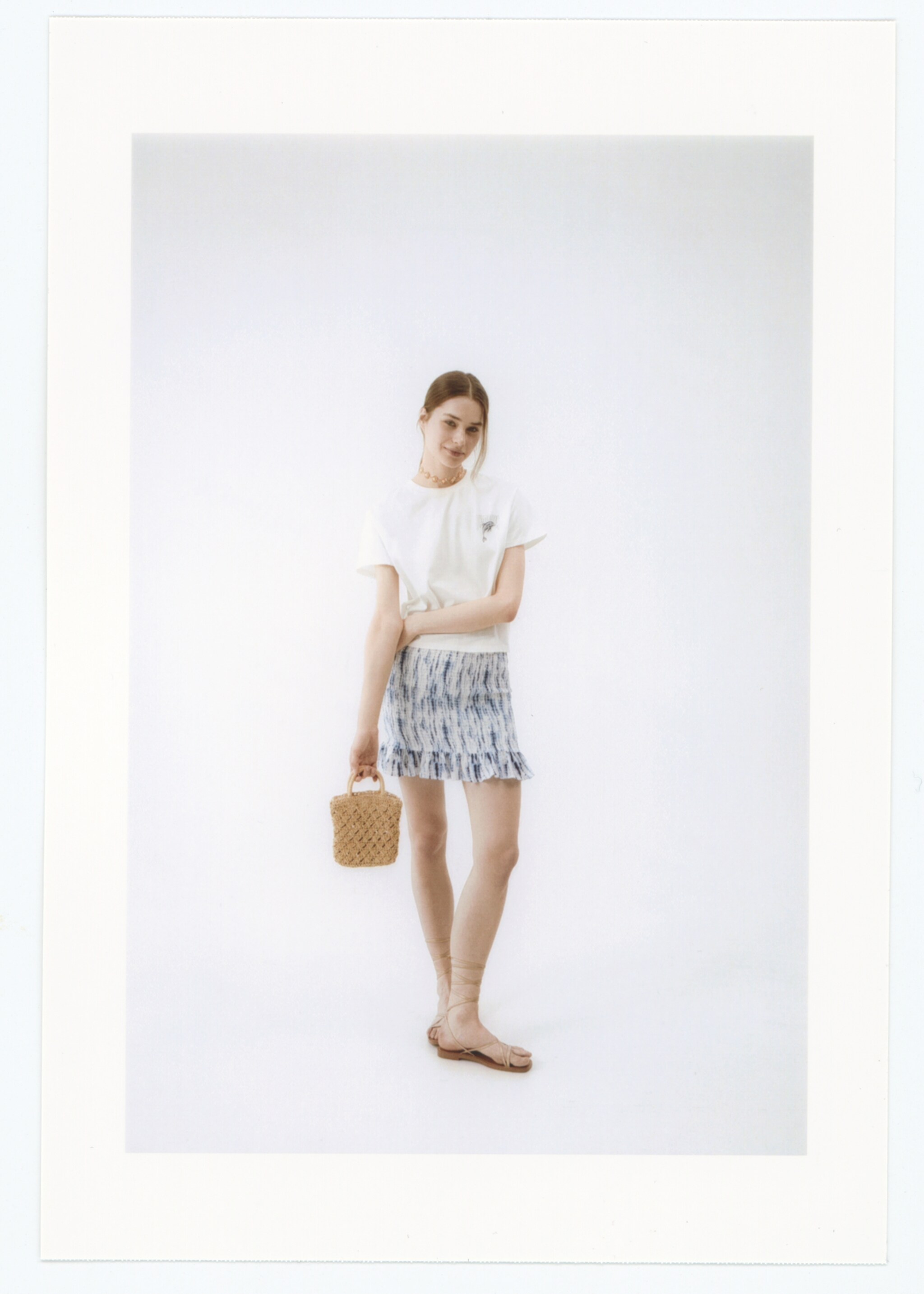 Printed pleated skirt - Details of the article 5, Off White. Ref: 57000270-00.